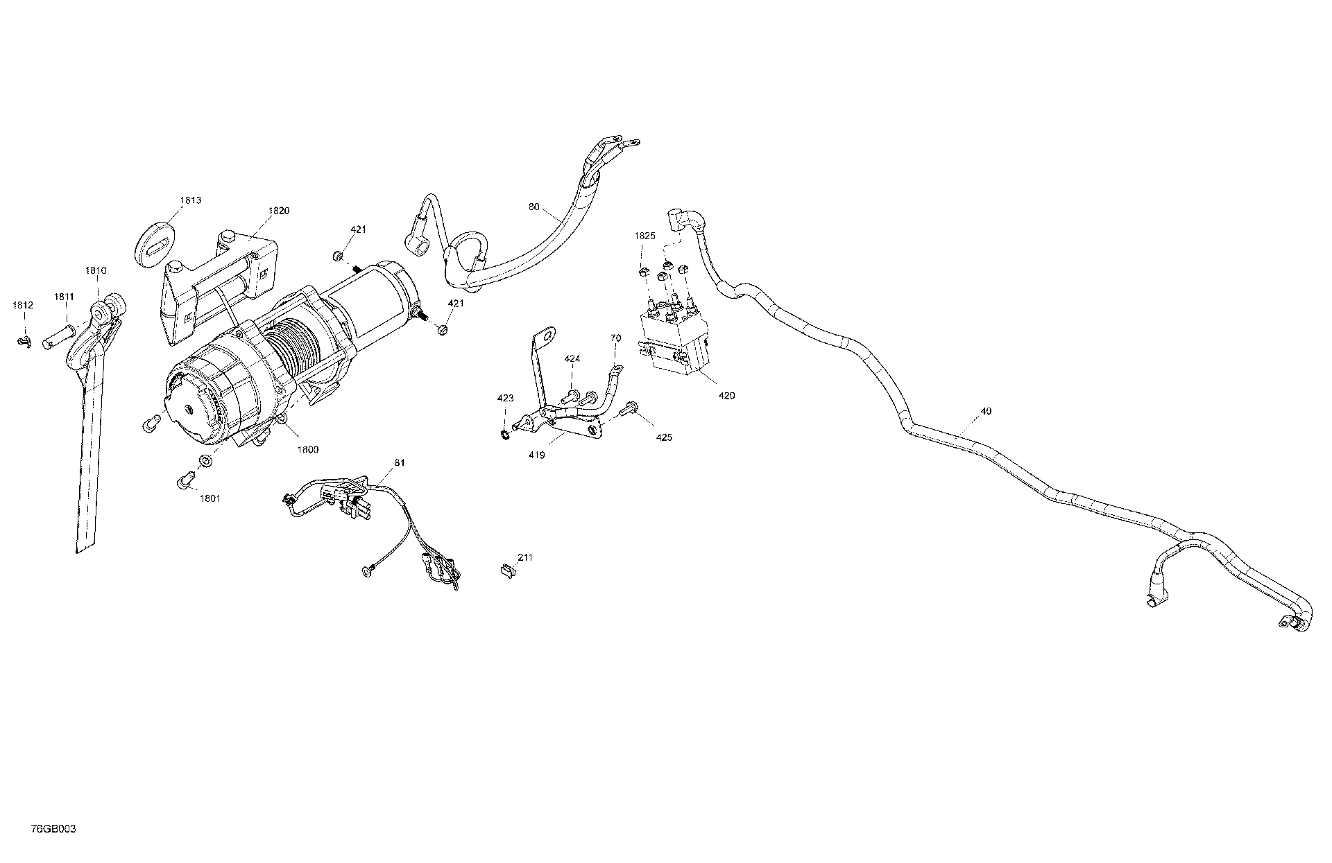 An Image of a Genuine Can-Am Parts Schematic Diagram showing the schematic - ELECTRIC - WINCH