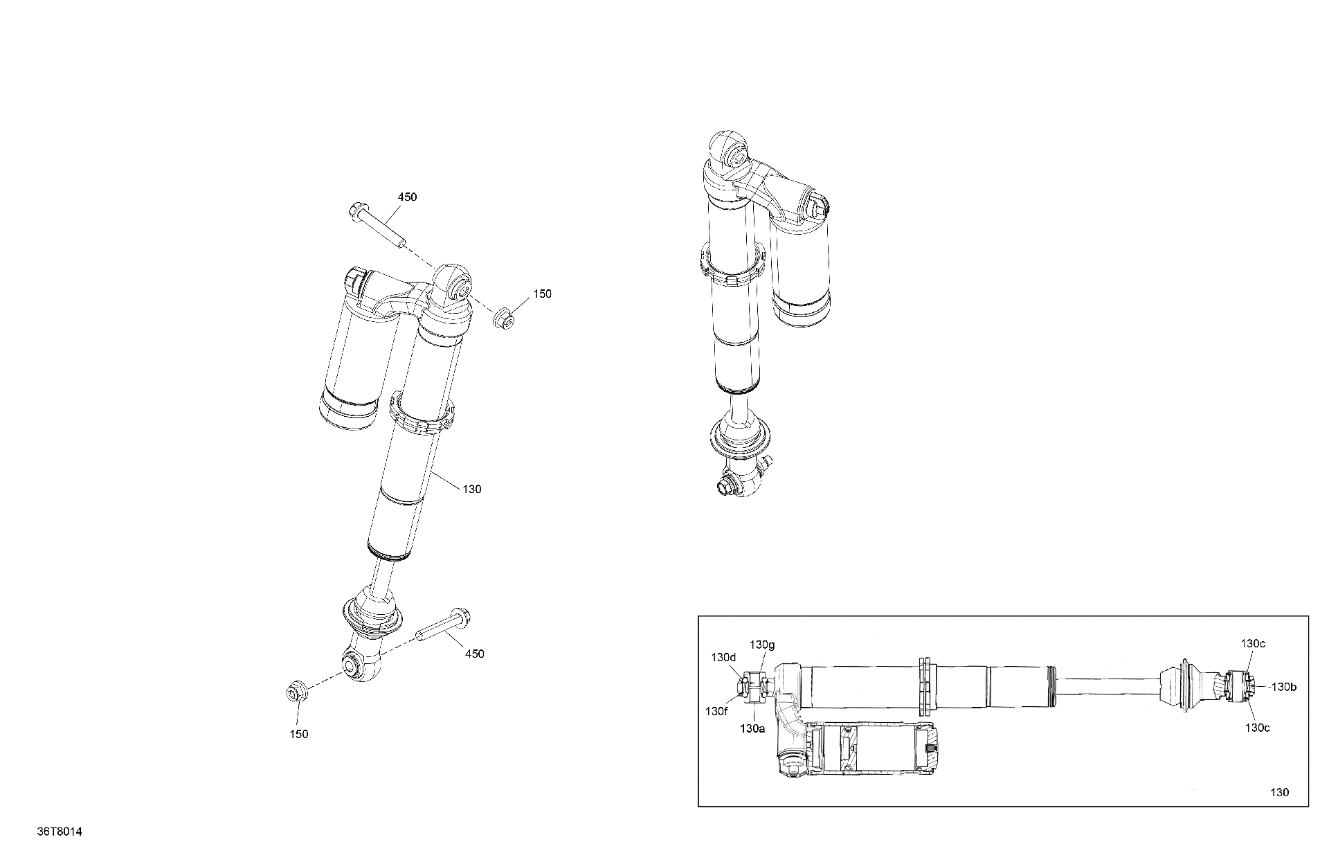 An Image of a Genuine Can-Am Parts Schematic Diagram showing the schematic - SUSPENSION - REAR SHOCKS