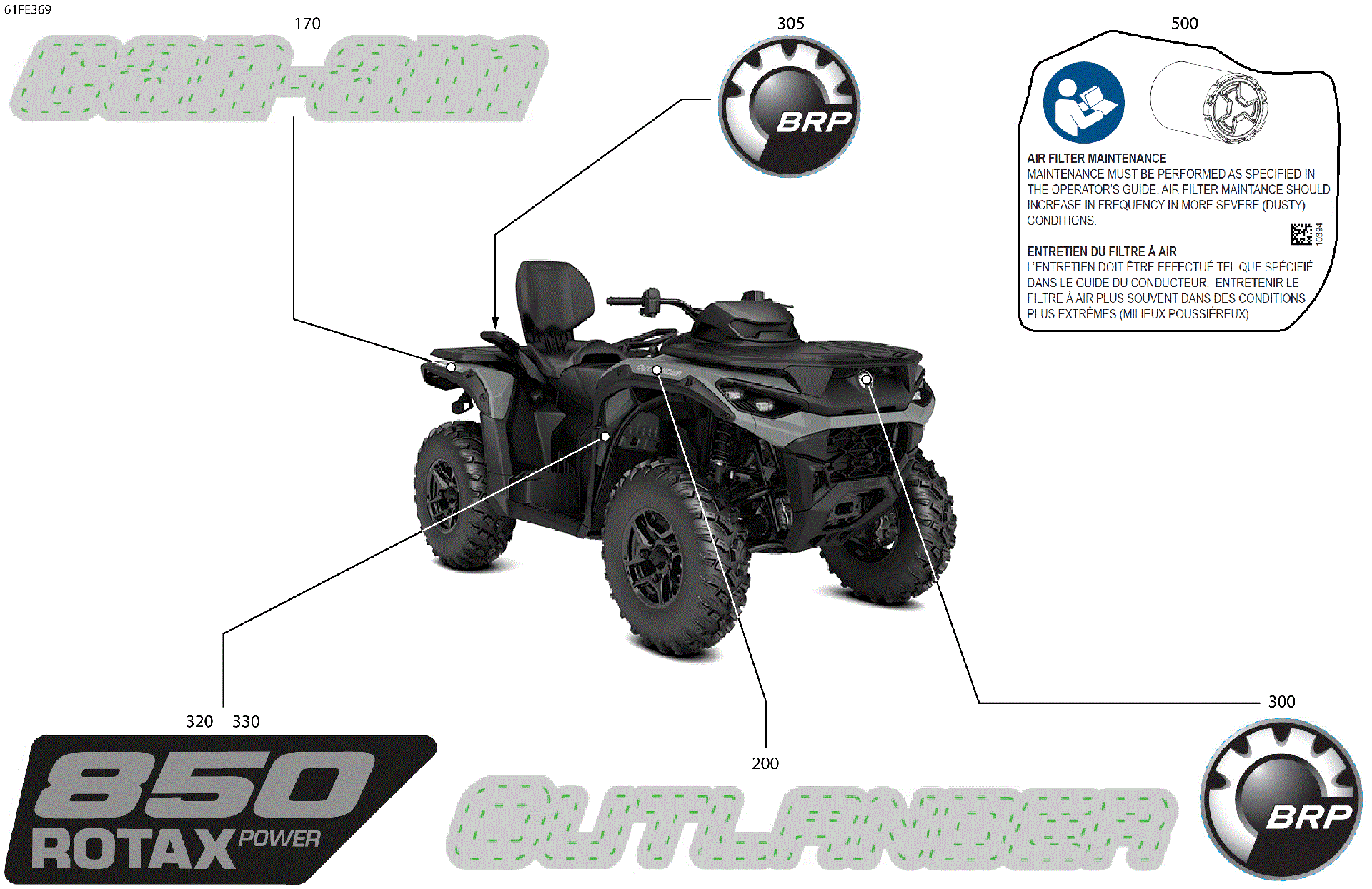 An Image of a Genuine Can-Am Parts Schematic Diagram showing the schematic - BODY - FEATURE DECALS