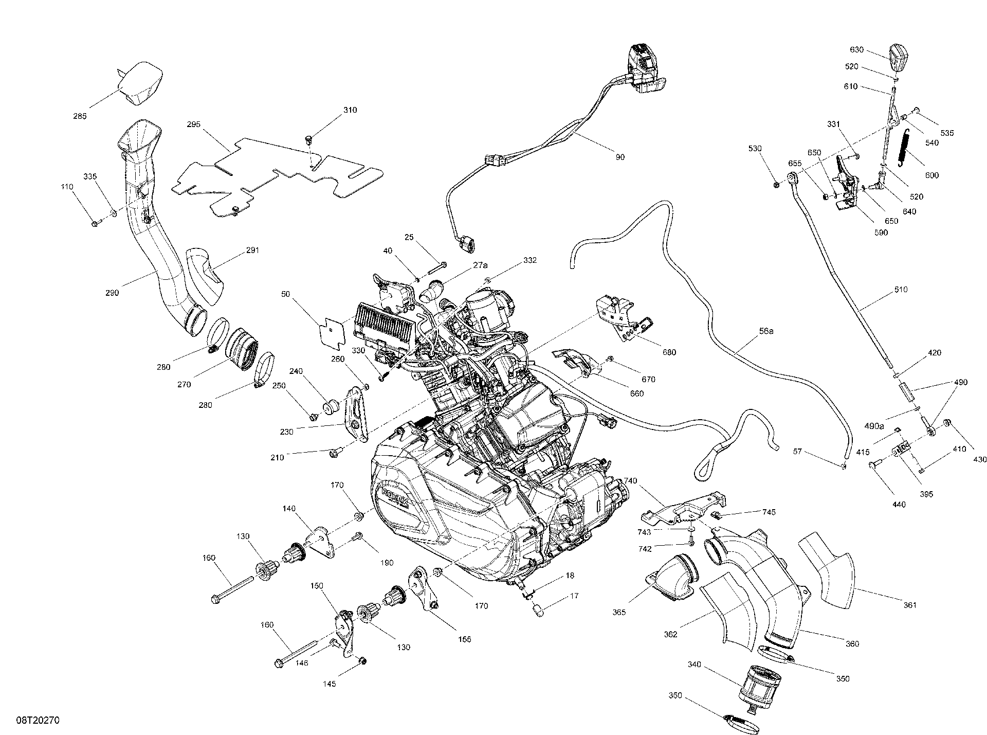 An Image of a Genuine Can-Am Parts Schematic Diagram showing the schematic - ENGINE