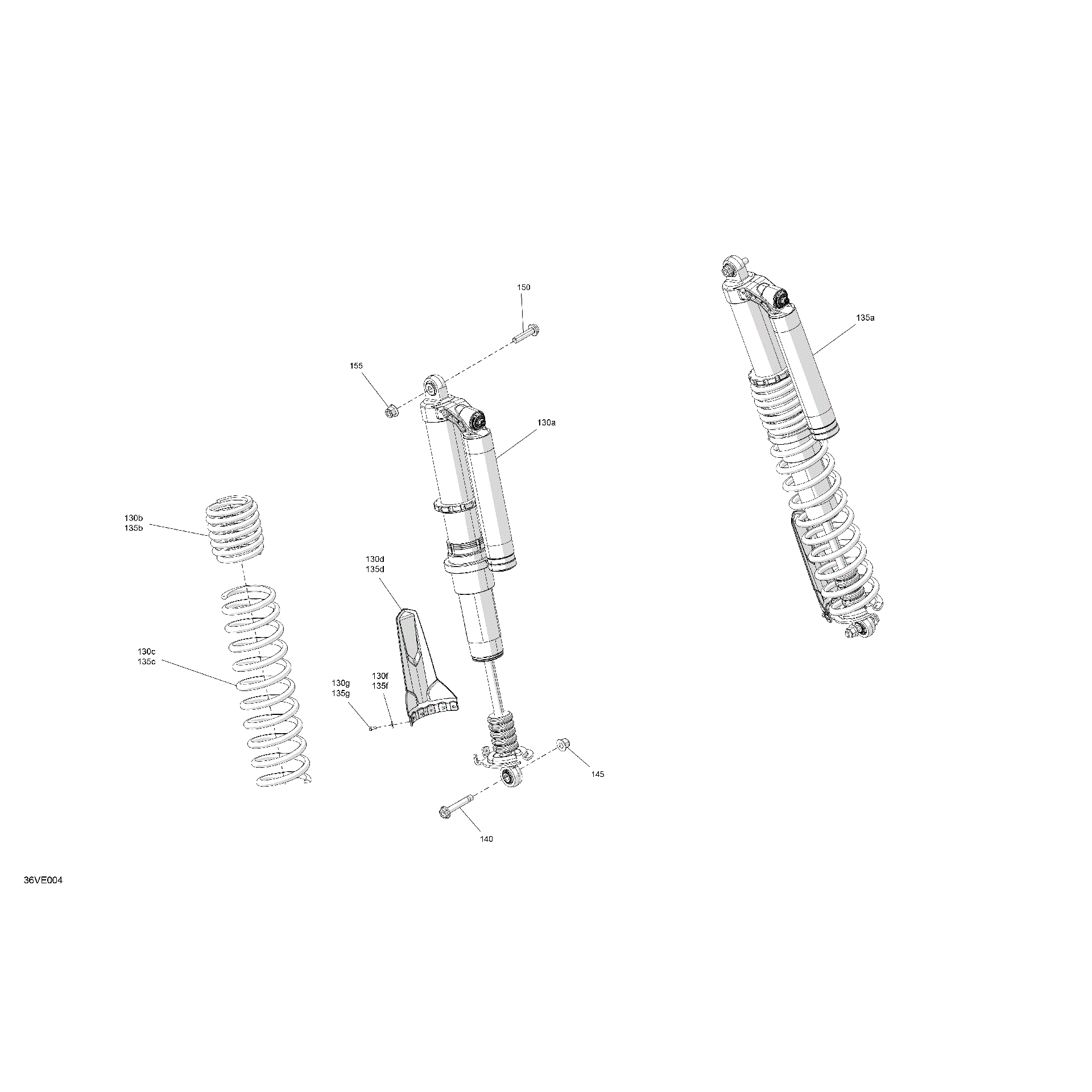An Image of a Genuine Can-Am Parts Schematic Diagram showing the schematic - SUSPENSION - REAR SHOCKS