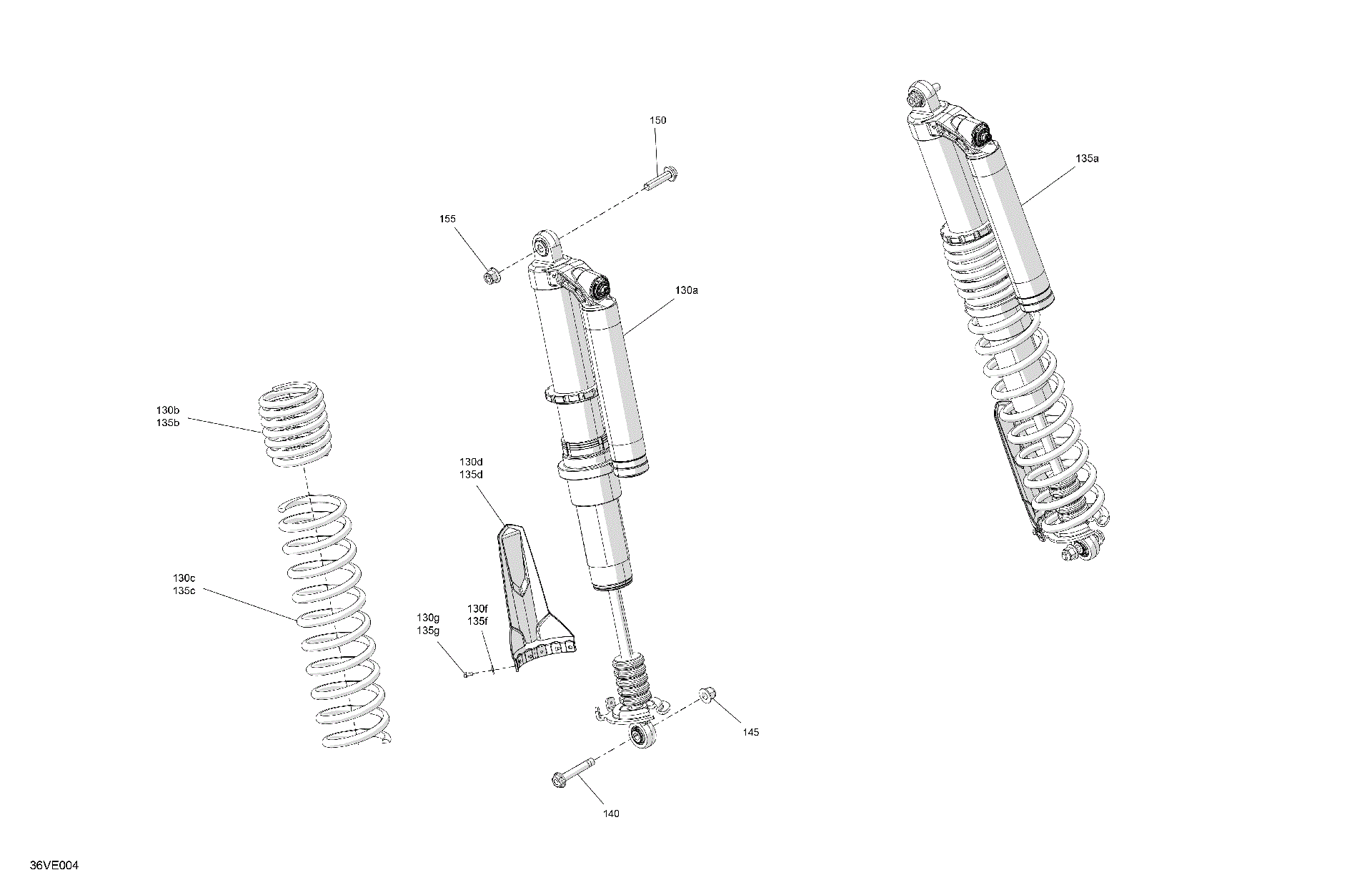 An Image of a Genuine Can-Am Parts Schematic Diagram showing the schematic - SUSPENSION - REAR SHOCKS