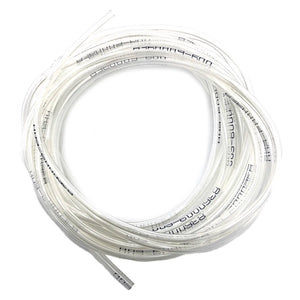 A coiled length of Hose-Poly Clear 3/16 Od 1/8 Id by Polaris, clear and flexible with black text, arranged in a loose circle on a white background—ideal for OEM Polaris or Indian motorcycle parts use.