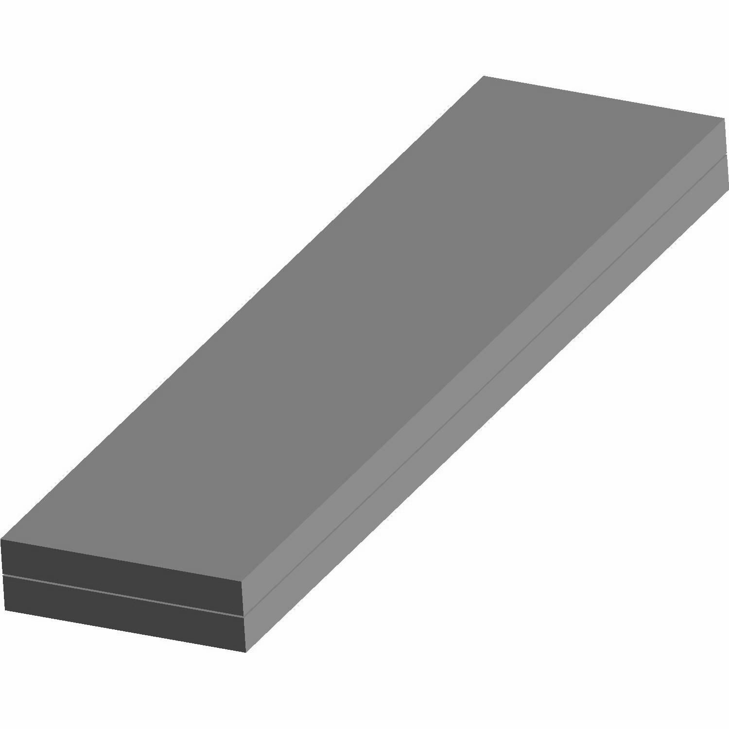 Gray rectangular polyurethane foam strip with smooth surfaces and layered edges.