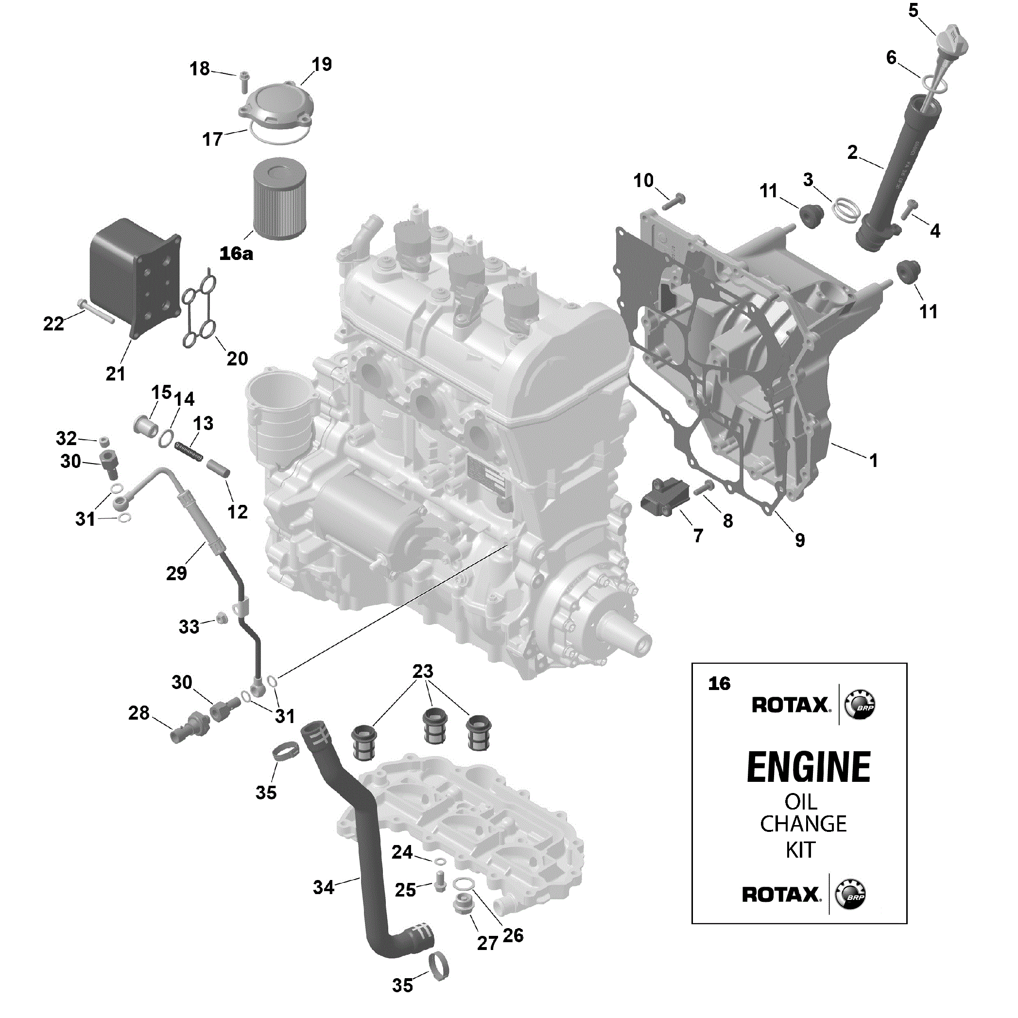 An Image of a Genuine Can-Am Parts Schematic Diagram showing the schematic - ROTAX - ENGINE LUBRICATION
