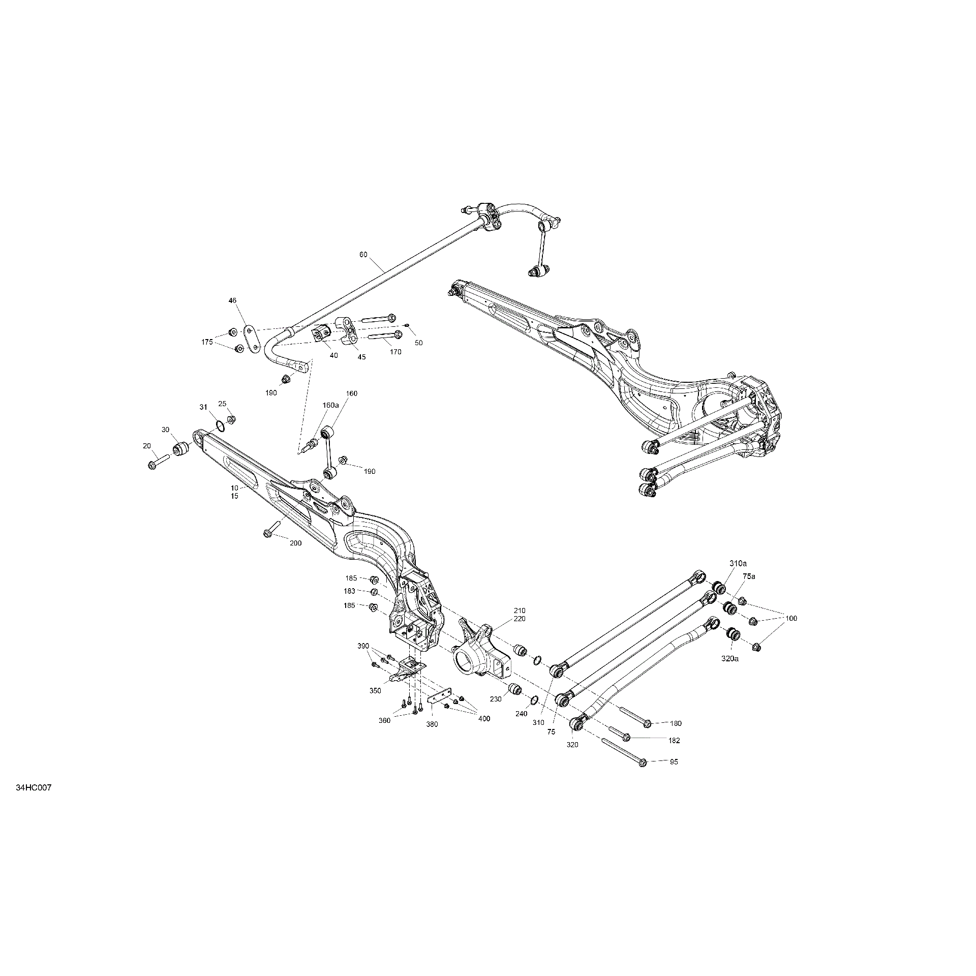 An Image of a Genuine Can-Am Parts Schematic Diagram showing the schematic - SUSPENSION - REAR COMPONENTS - 64IN