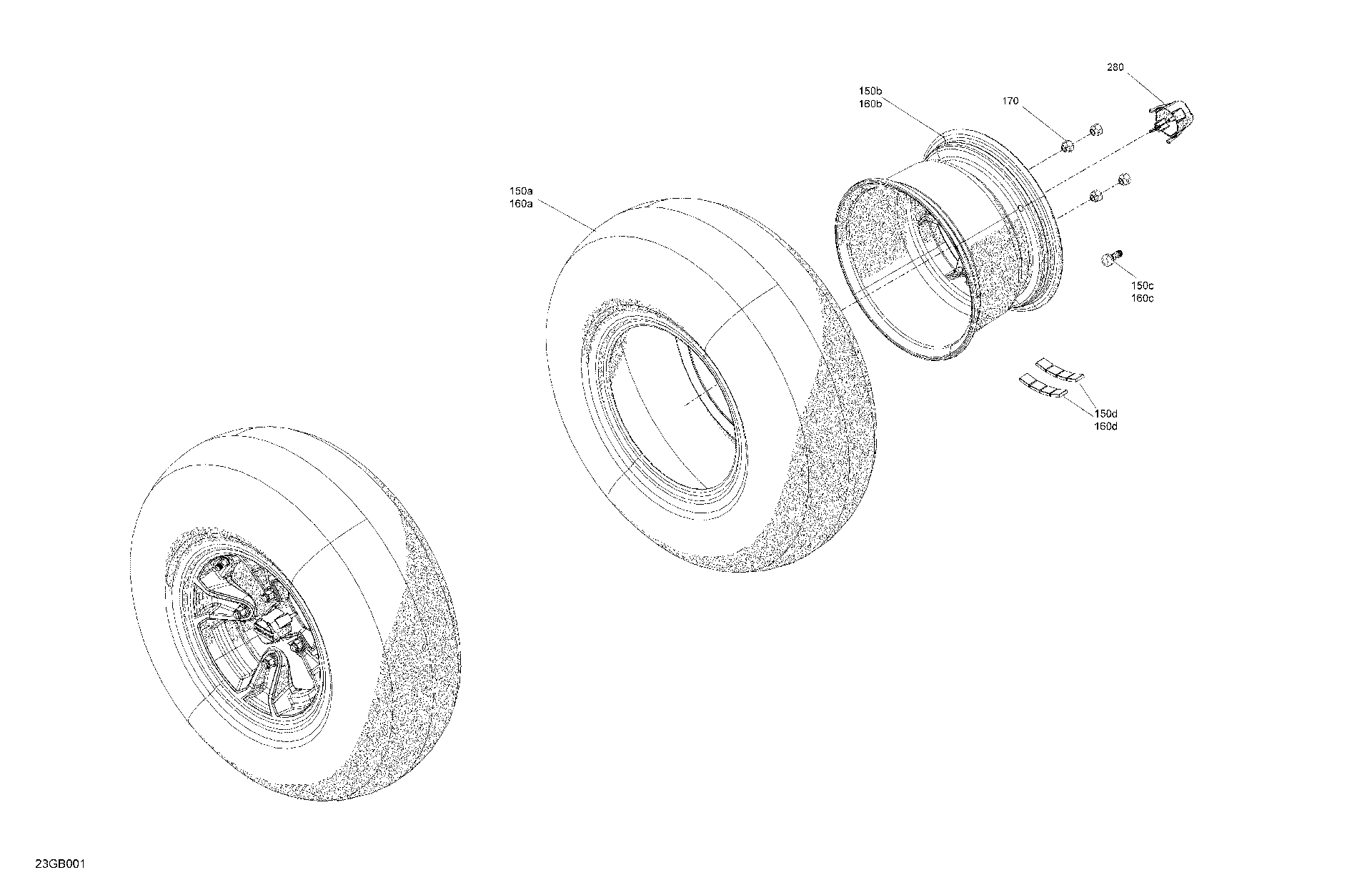 An Image of a Genuine Can-Am Parts Schematic Diagram showing the schematic - DRIVE - REAR WHEELS