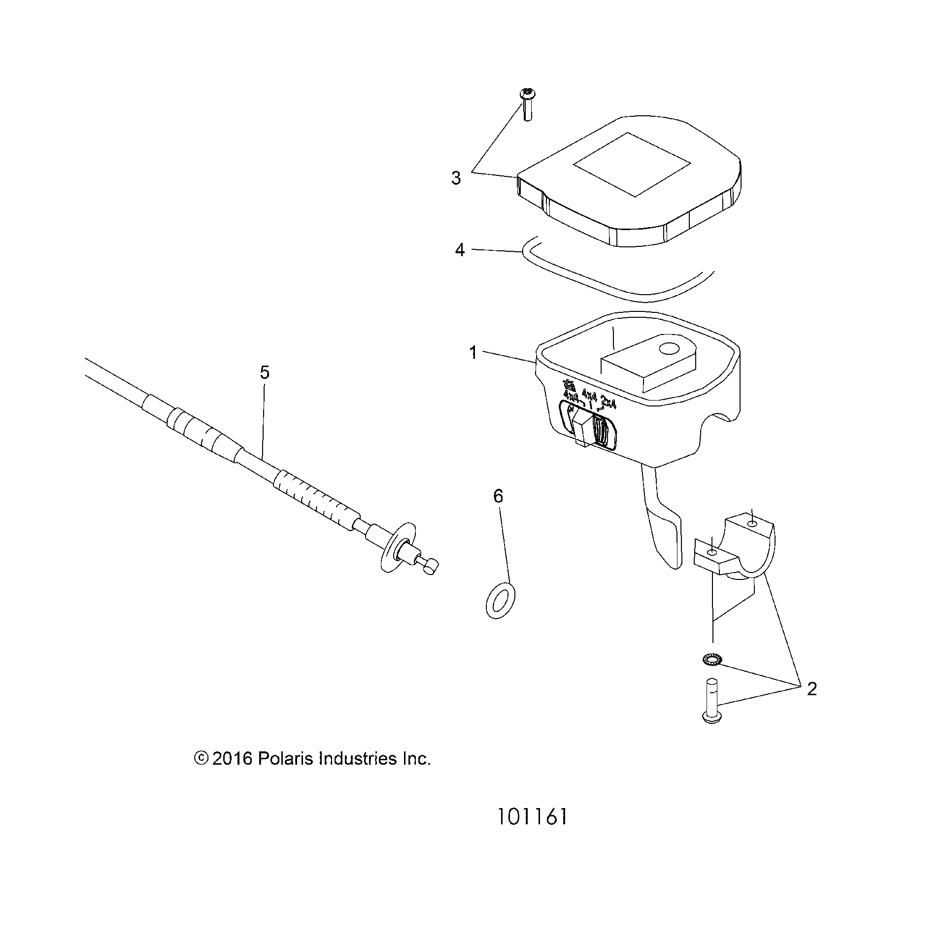An Image of a Genuine Polaris Parts Schematic Diagram showing the schematic - STEERING: CONTROLS THROTTLE ASM. and CABLE - 2018 POLARIS SPORTSMAN 570 6X6
