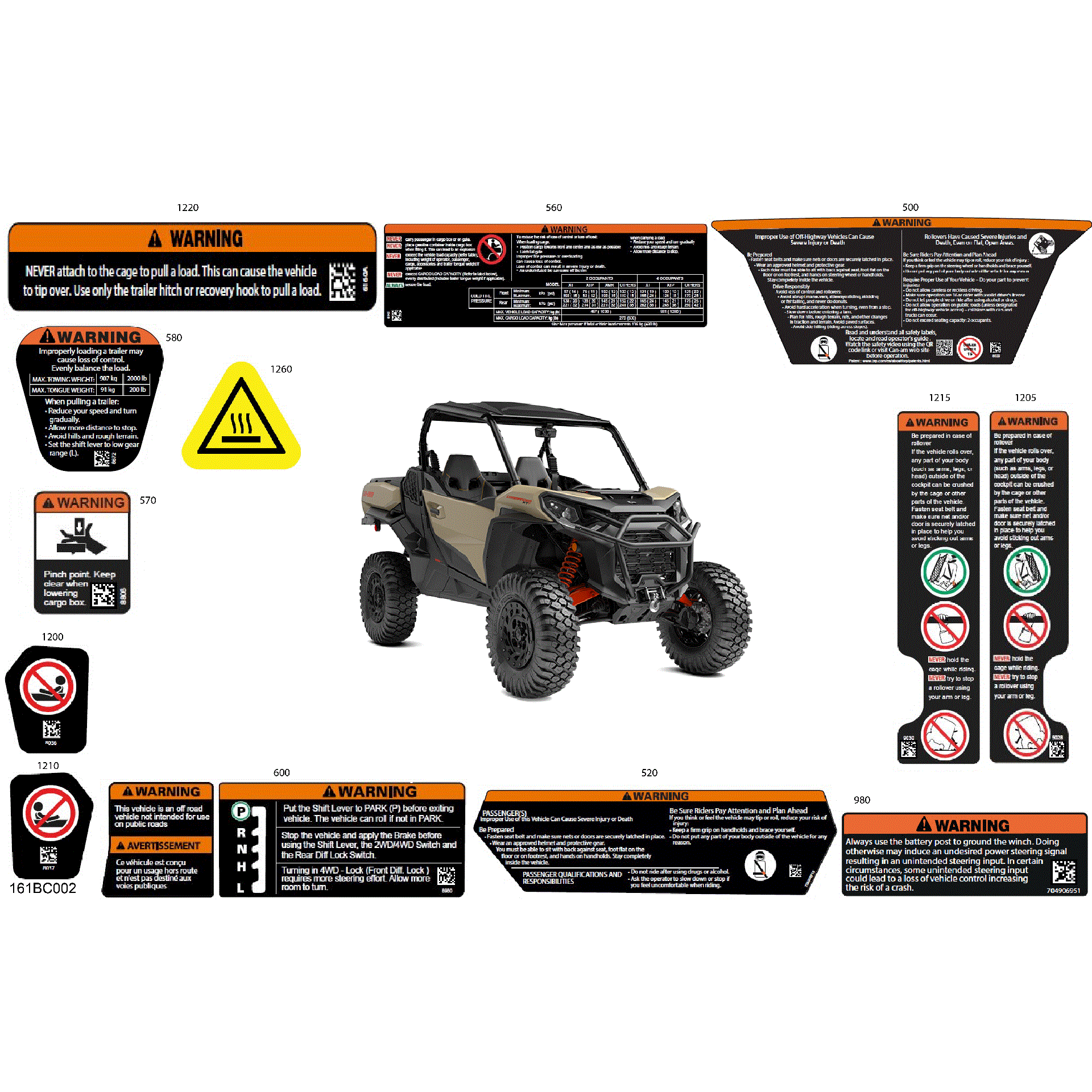 An Image of a Genuine Can-Am Parts Schematic Diagram showing the schematic - BODY - WARNING DECALS