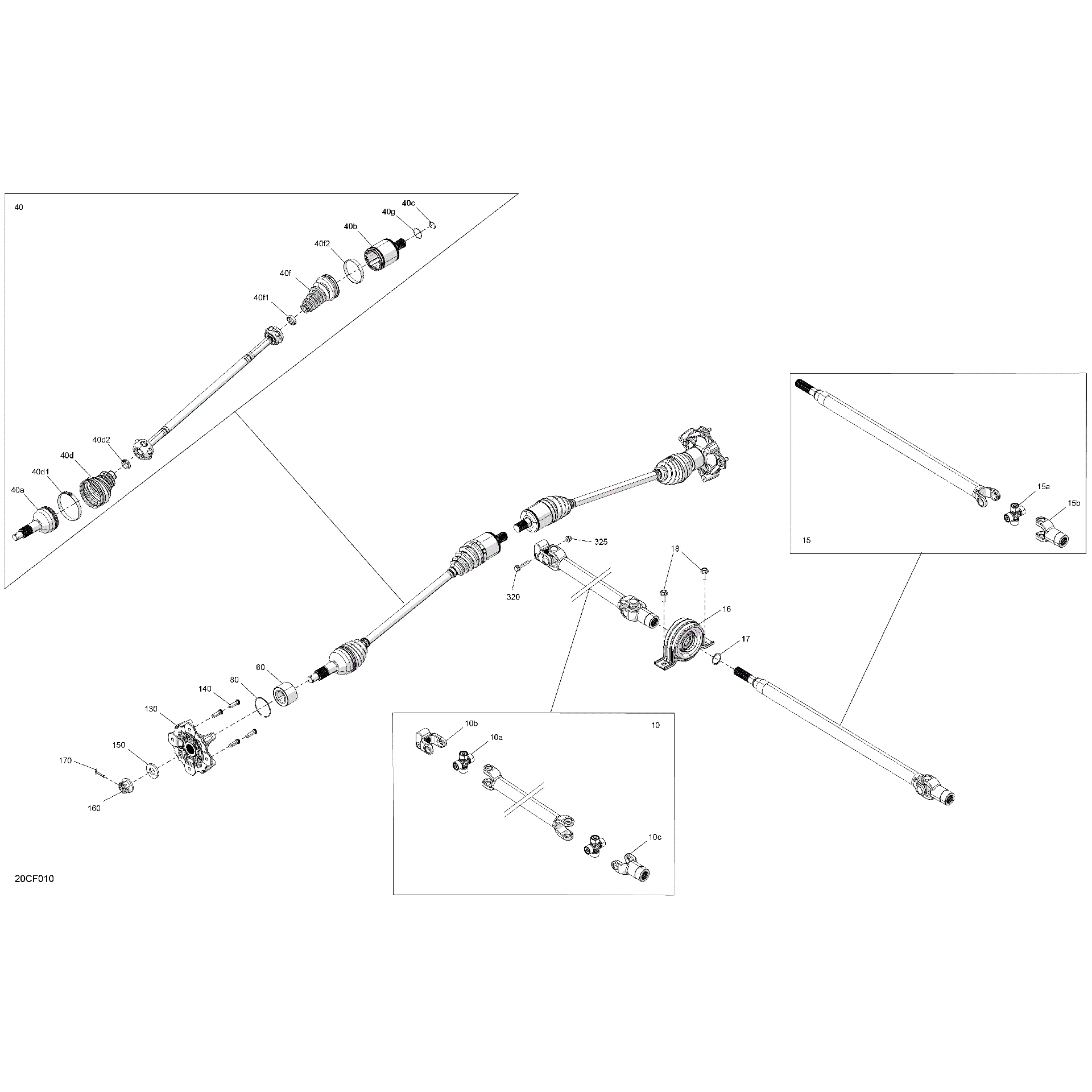 An Image of a Genuine Can-Am Parts Schematic Diagram showing the schematic - DRIVE - FRONT - COMMON PARTS