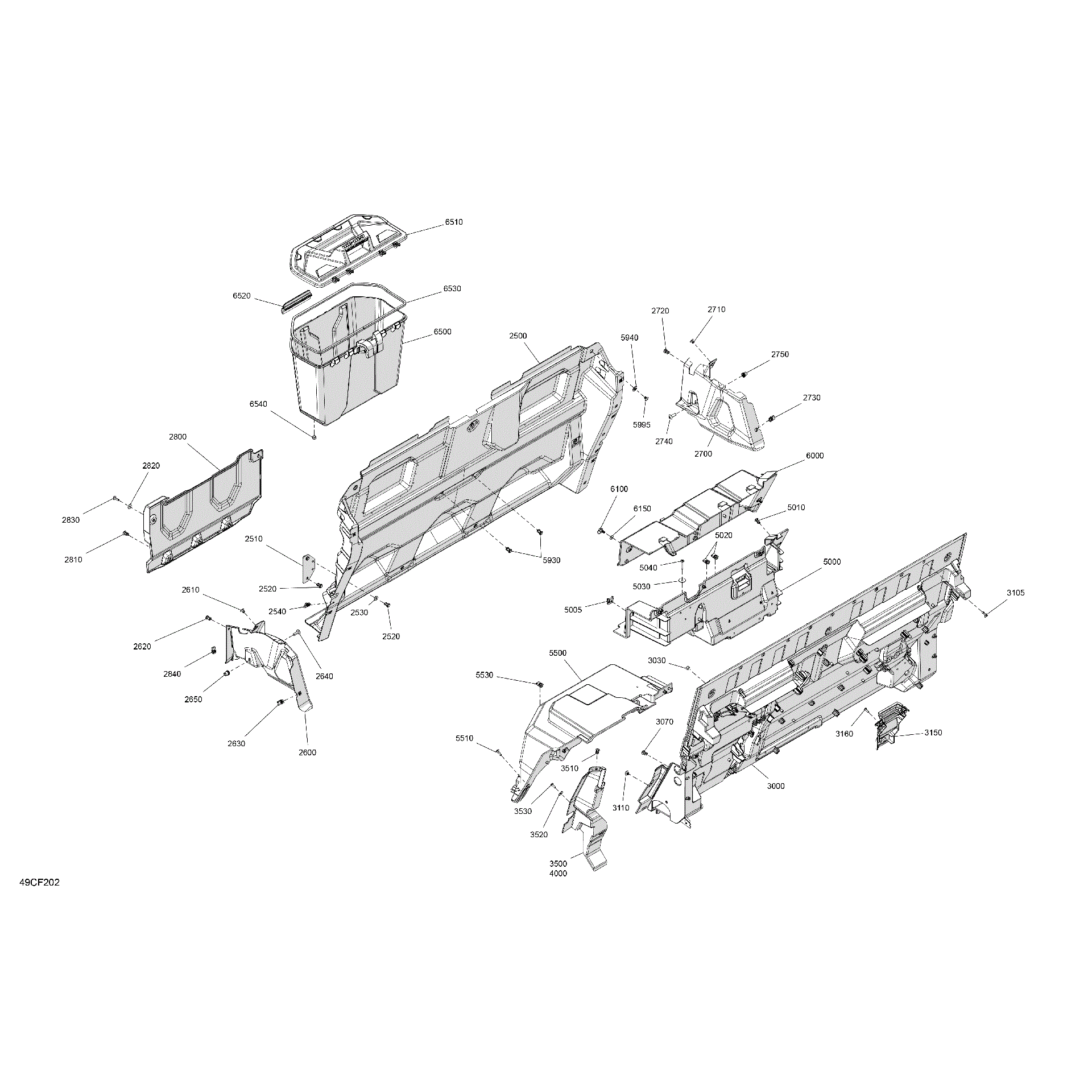 An Image of a Genuine Can-Am Parts Schematic Diagram showing the schematic - CAB INTERIOR - BACK WALL