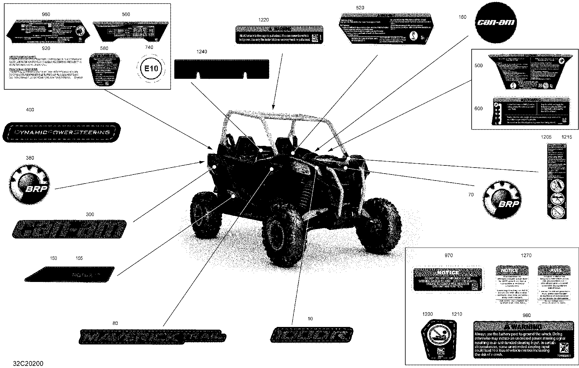 An Image of a Genuine Can-Am Parts Schematic Diagram showing the schematic - DECALS - X XC