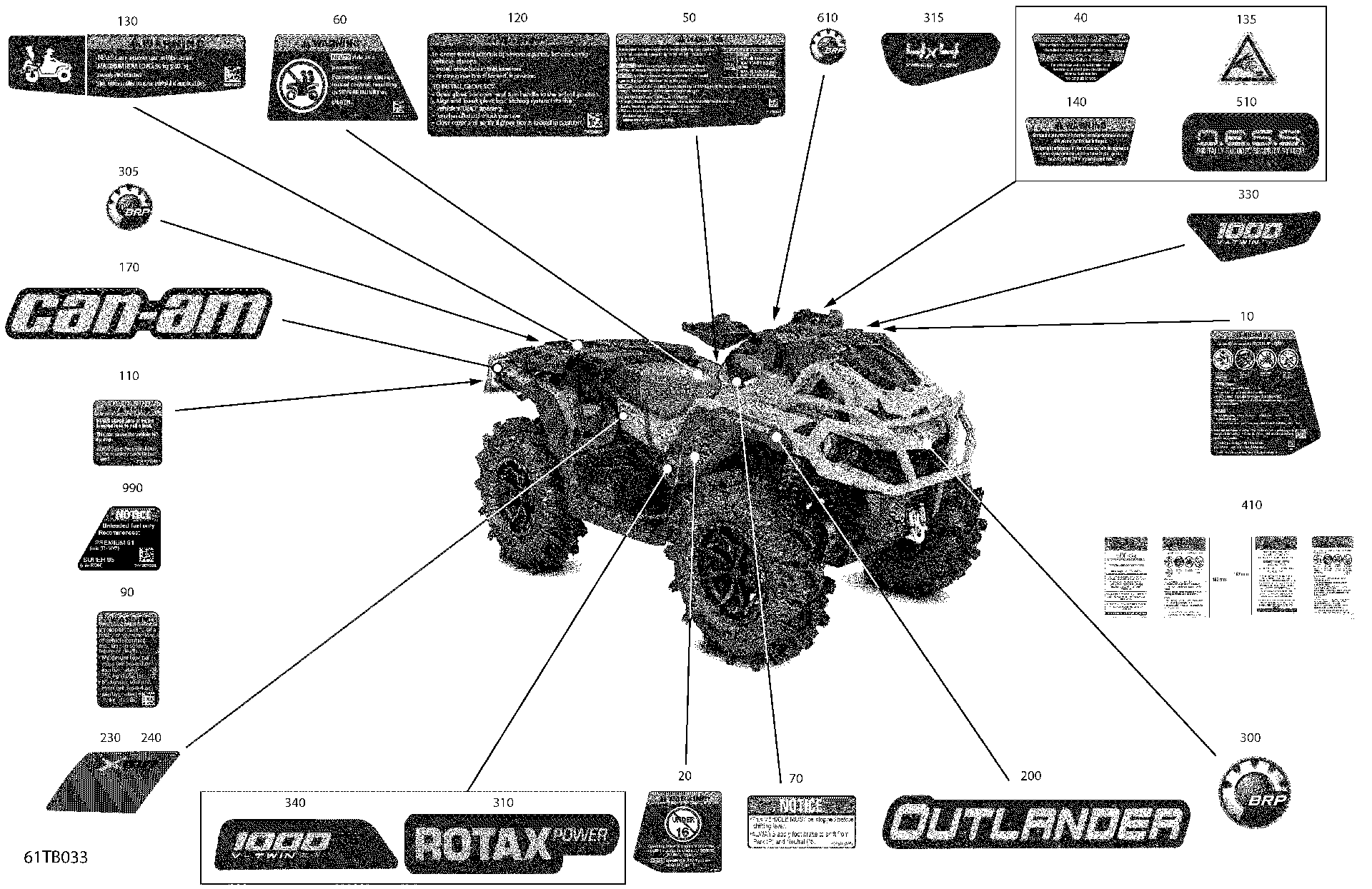 An Image of a Genuine Can-Am Parts Schematic Diagram showing the schematic - BODY - DECALS