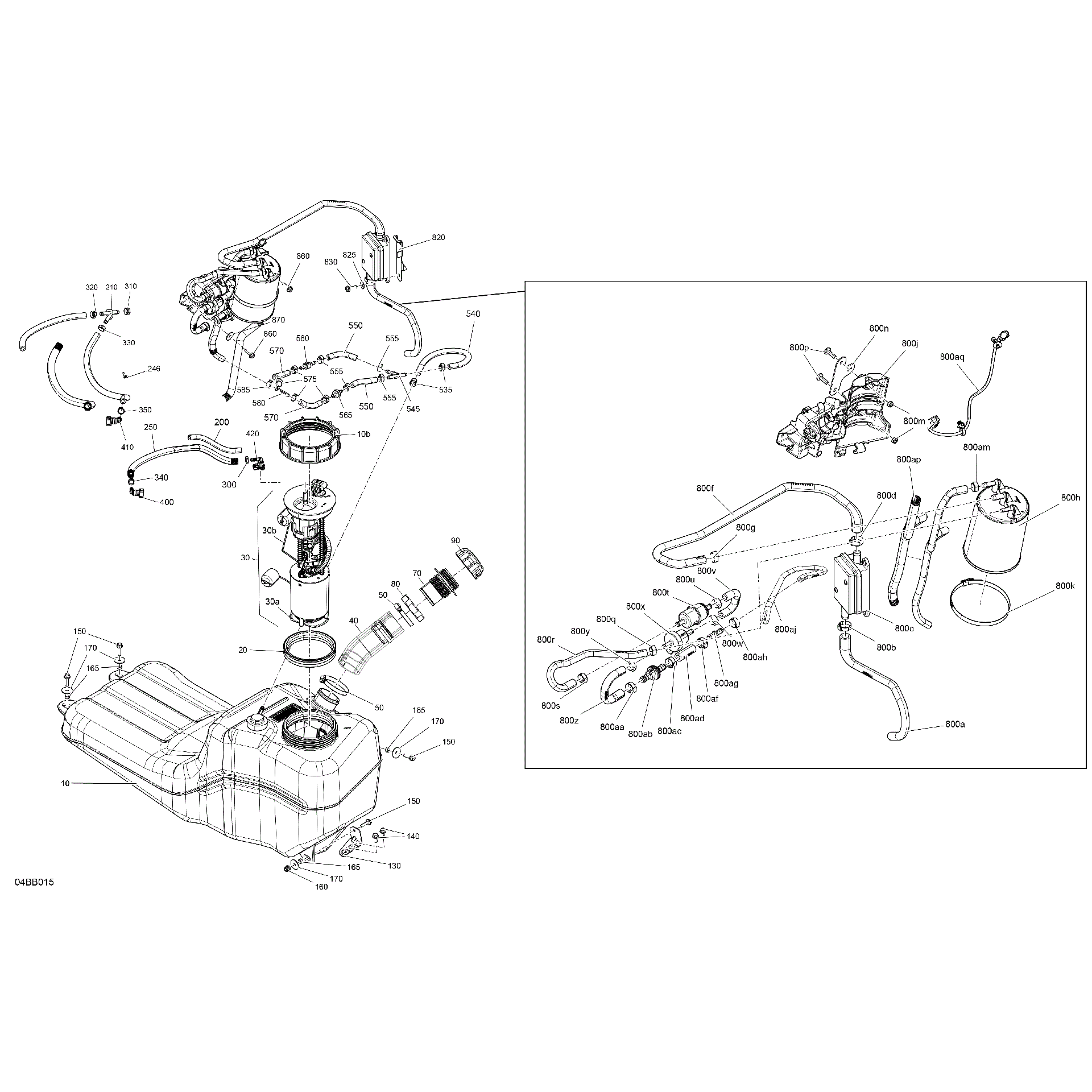 An Image of a Genuine Can-Am Parts Schematic Diagram showing the schematic - ENGINE - FUEL - EVAP