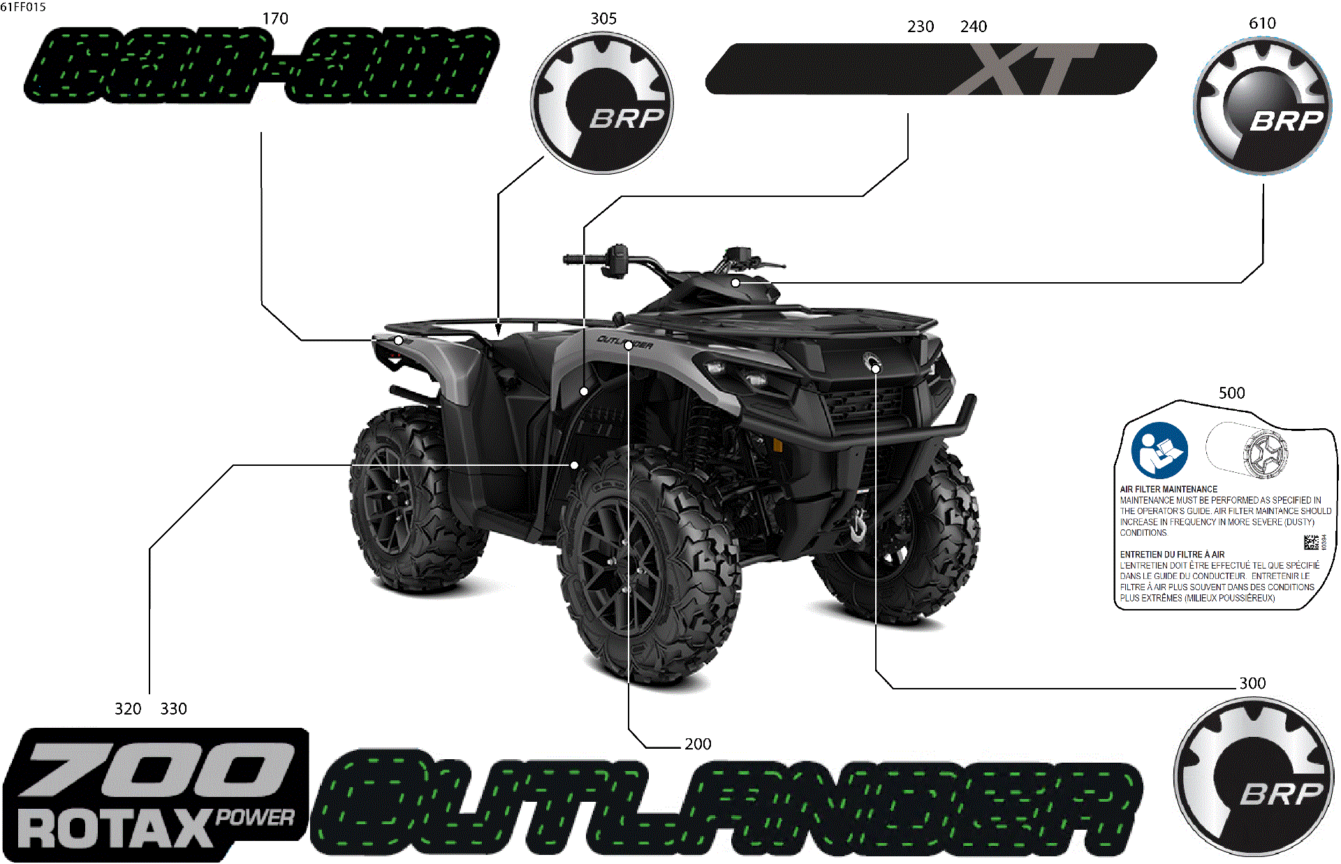 An Image of a Genuine Can-Am Parts Schematic Diagram showing the schematic - BODY - FEATURE DECALS
