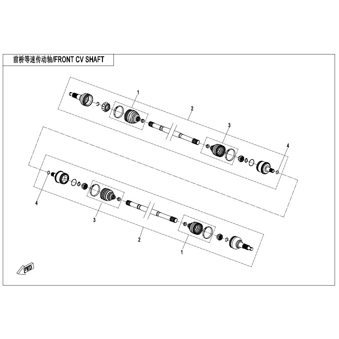 An Image of a Genuine CFMOTO Parts Schematic Diagram showing the schematic - FRONT CV SHAFT - 2024 CFMOTO UFORCE 600