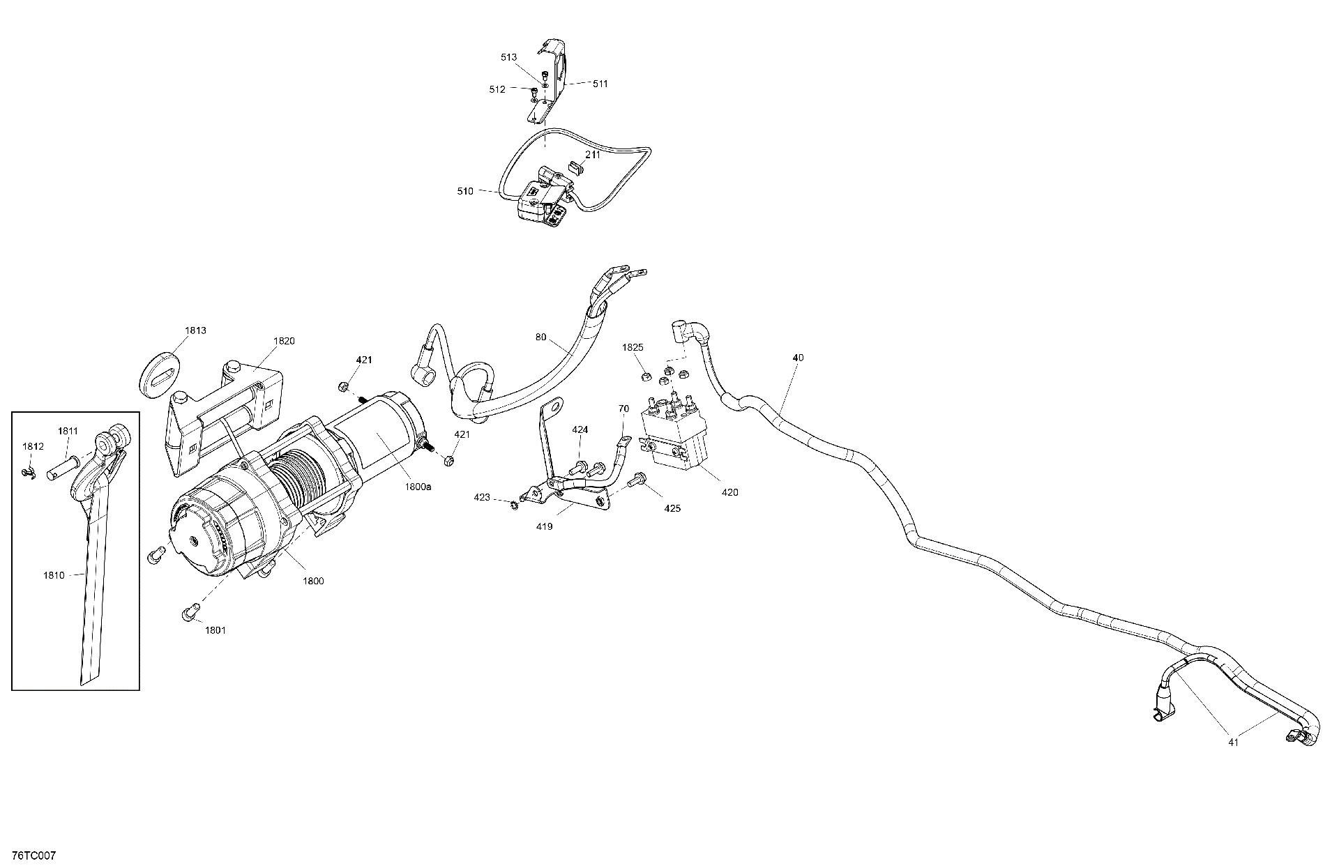 An Image of a Genuine Can-Am Parts Schematic Diagram showing the schematic - ELECTRIC - WINCH