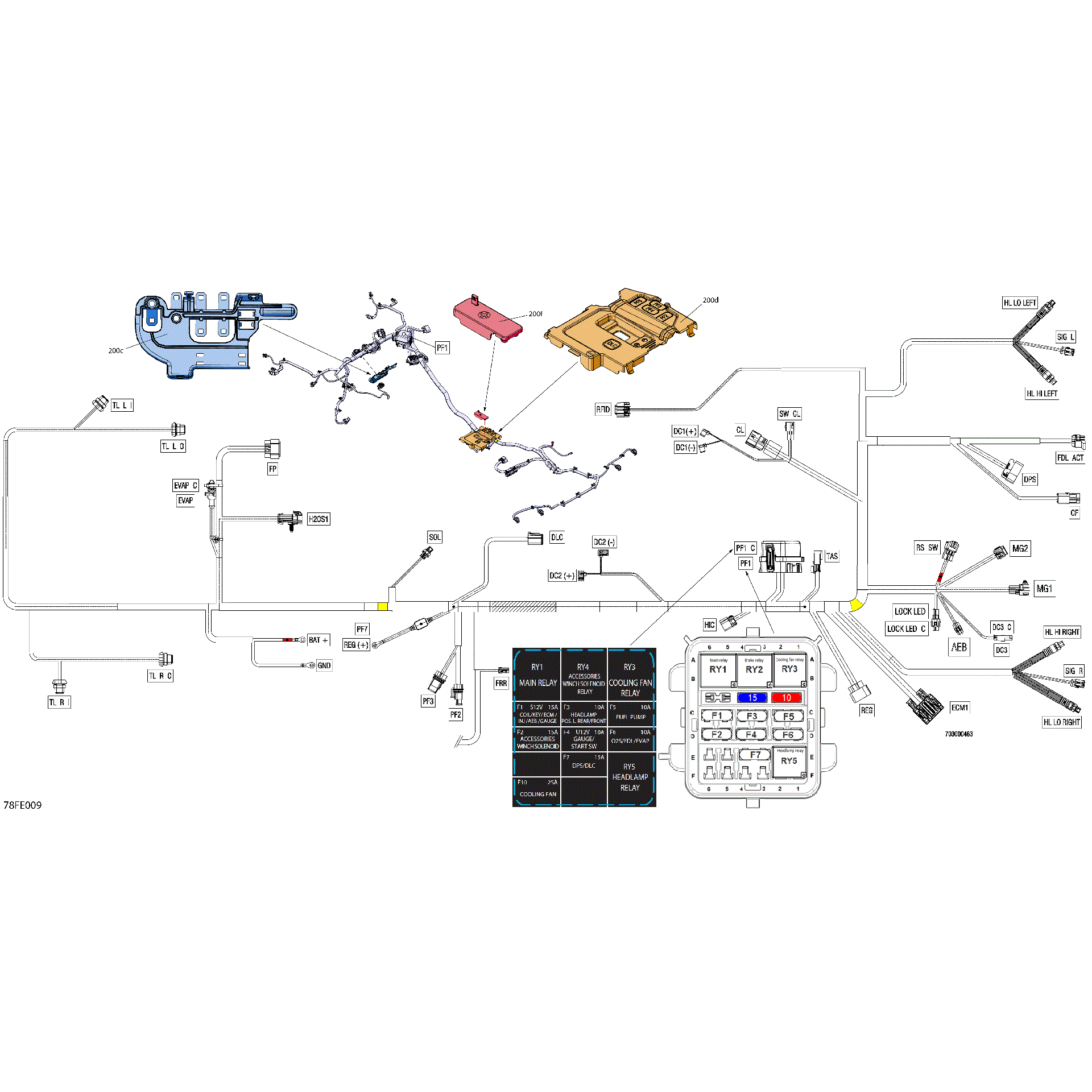 An Image of a Genuine Can-Am Parts Schematic Diagram showing the schematic - ELECTRIC - MAIN HARNESS - 710009379