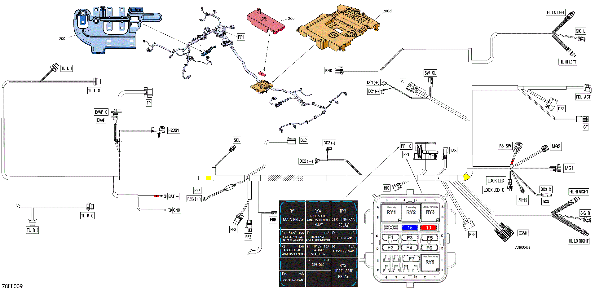 An Image of a Genuine Can-Am Parts Schematic Diagram showing the schematic - ELECTRIC - MAIN HARNESS - 710009379