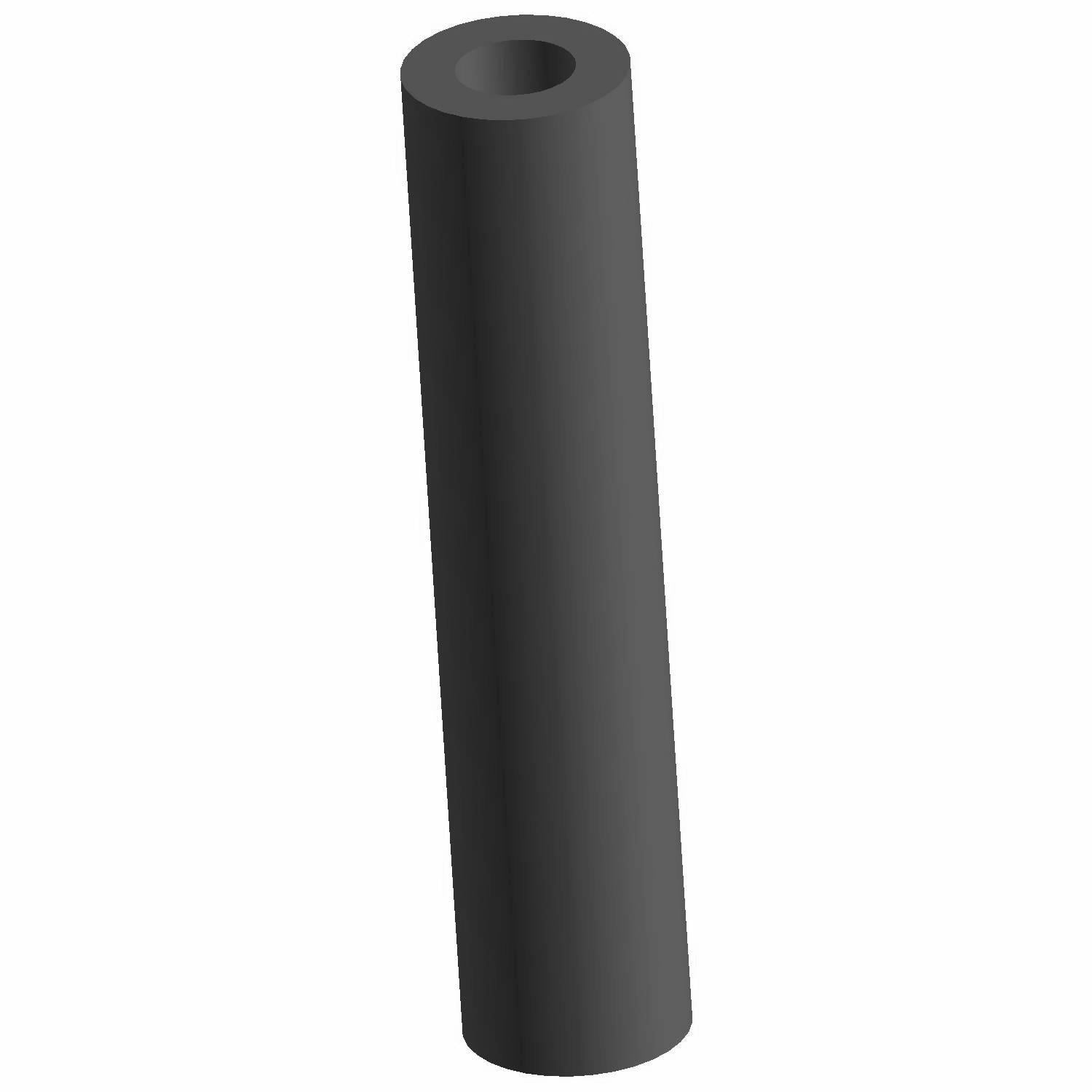 Black cylindrical EPDM rubber hose, 35 cm long, smooth surface, 1/4 inch diameter.