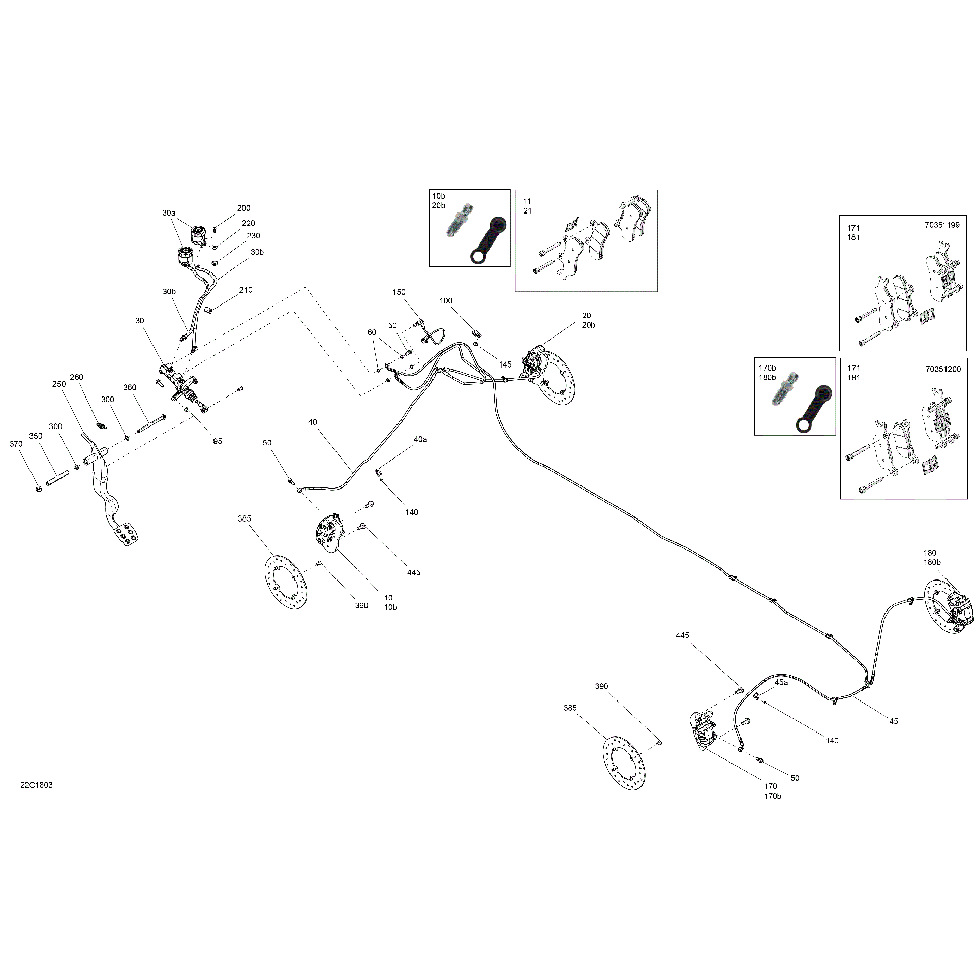 An Image of a Genuine Can-Am Parts Schematic Diagram showing the schematic - BRAKES DEFENDER - PACKAGE X MR