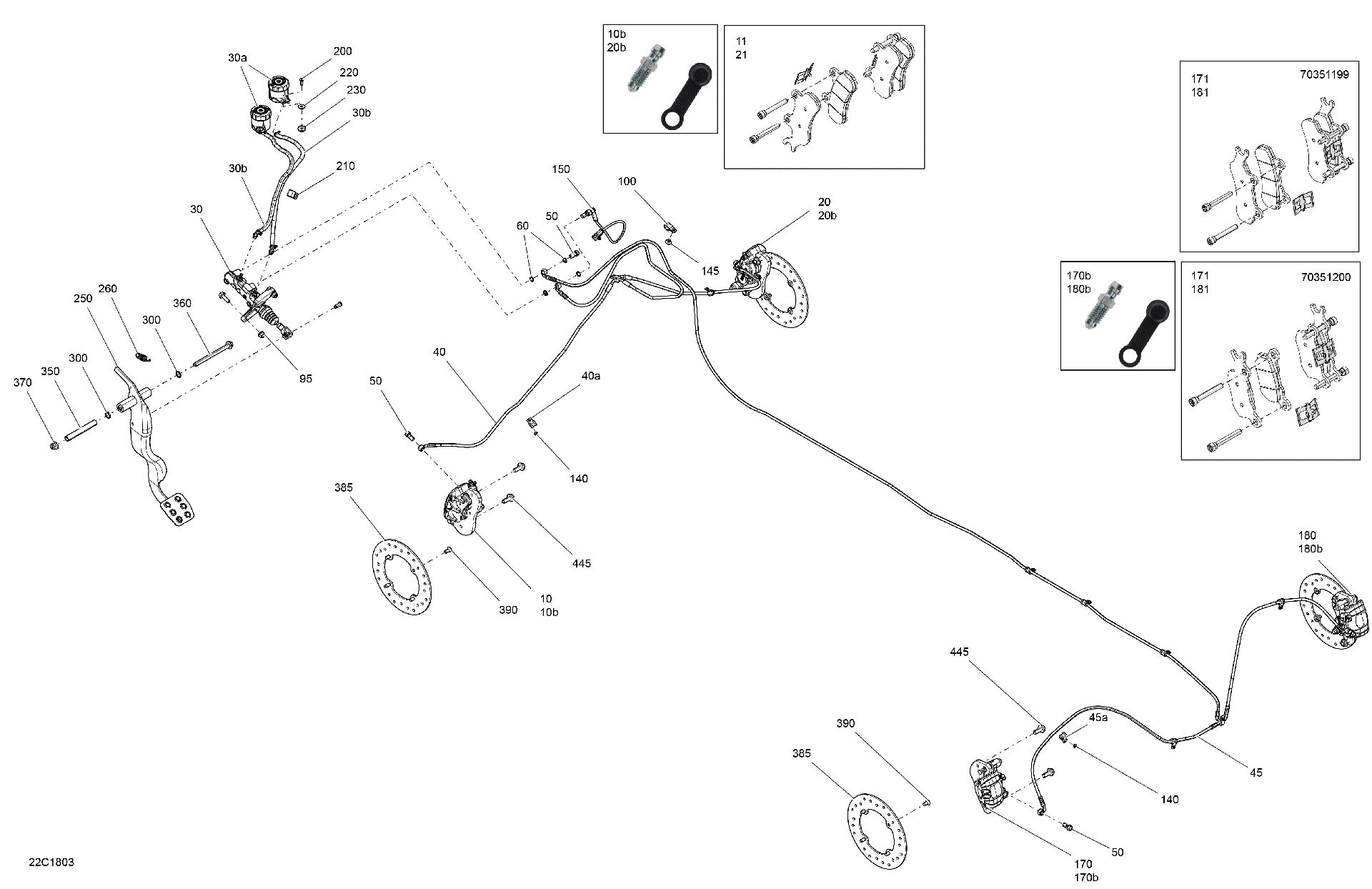 An Image of a Genuine Can-Am Parts Schematic Diagram showing the schematic - BRAKES