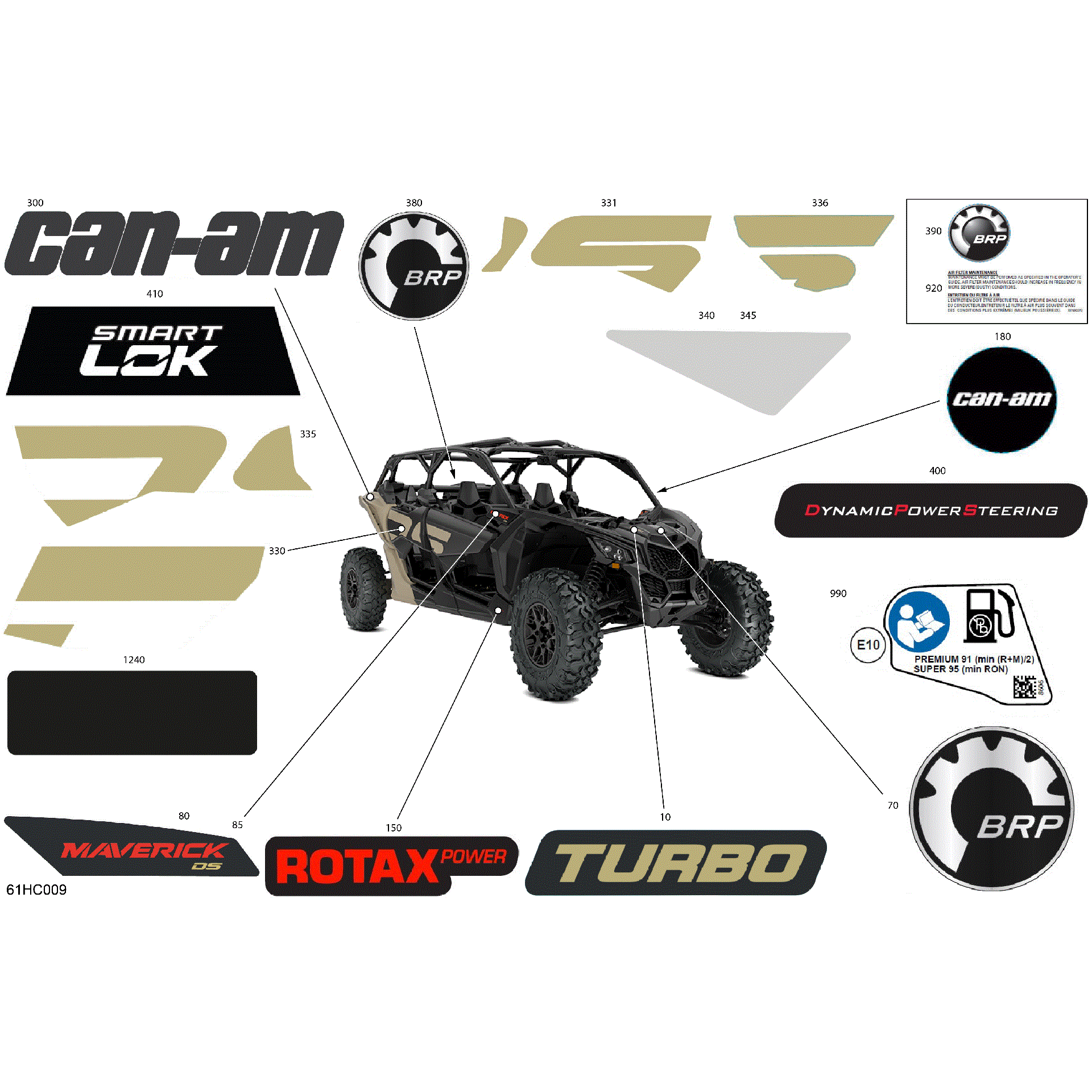 An Image of a Genuine Can-Am Parts Schematic Diagram showing the schematic - BODY - DECALS