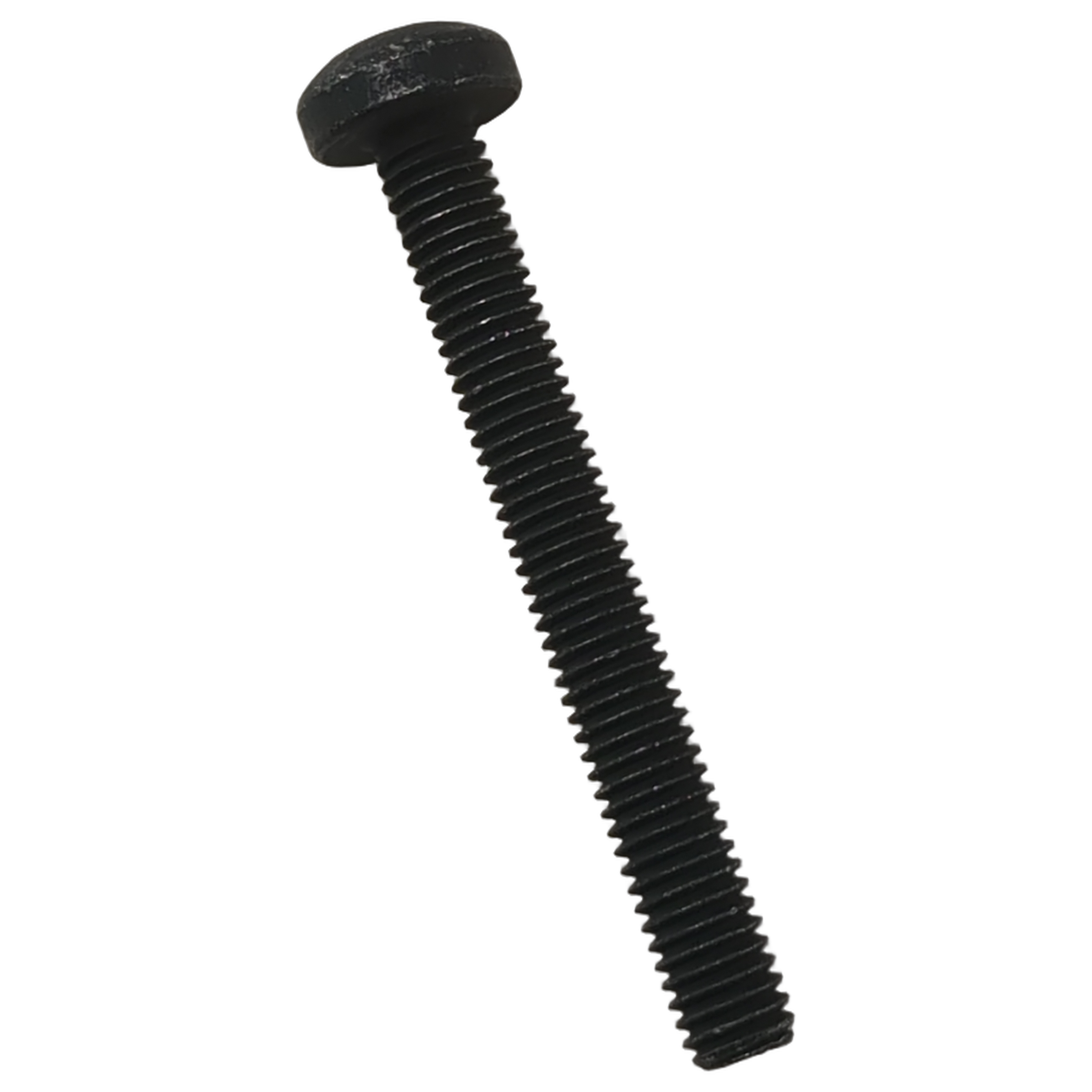 Black metal hex socket head screw with coarse threading, M6x1.0x50 size.