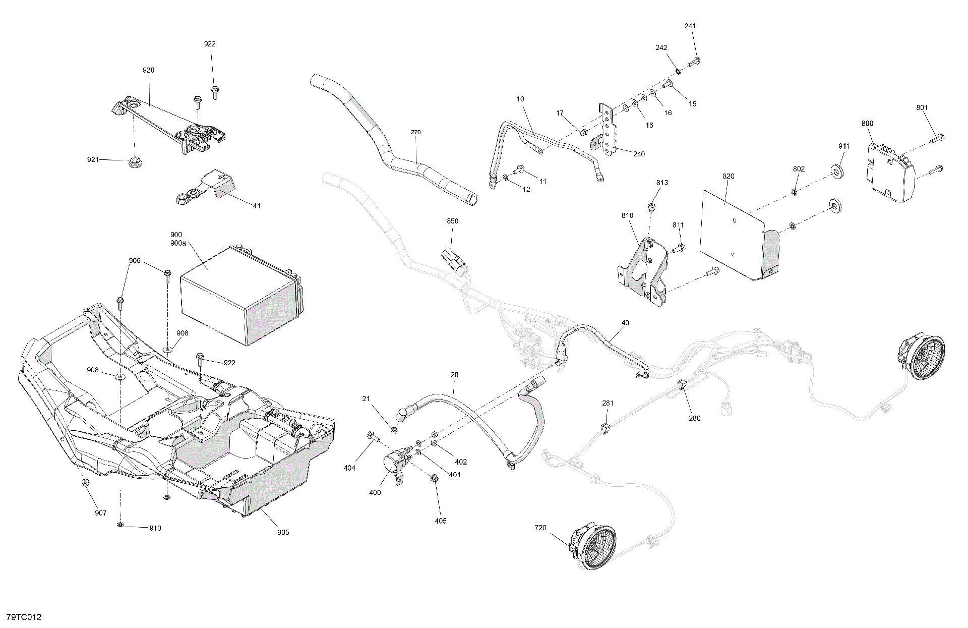 An Image of a Genuine Can-Am Parts Schematic Diagram showing the schematic - ELECTRIC - REAR SECTION