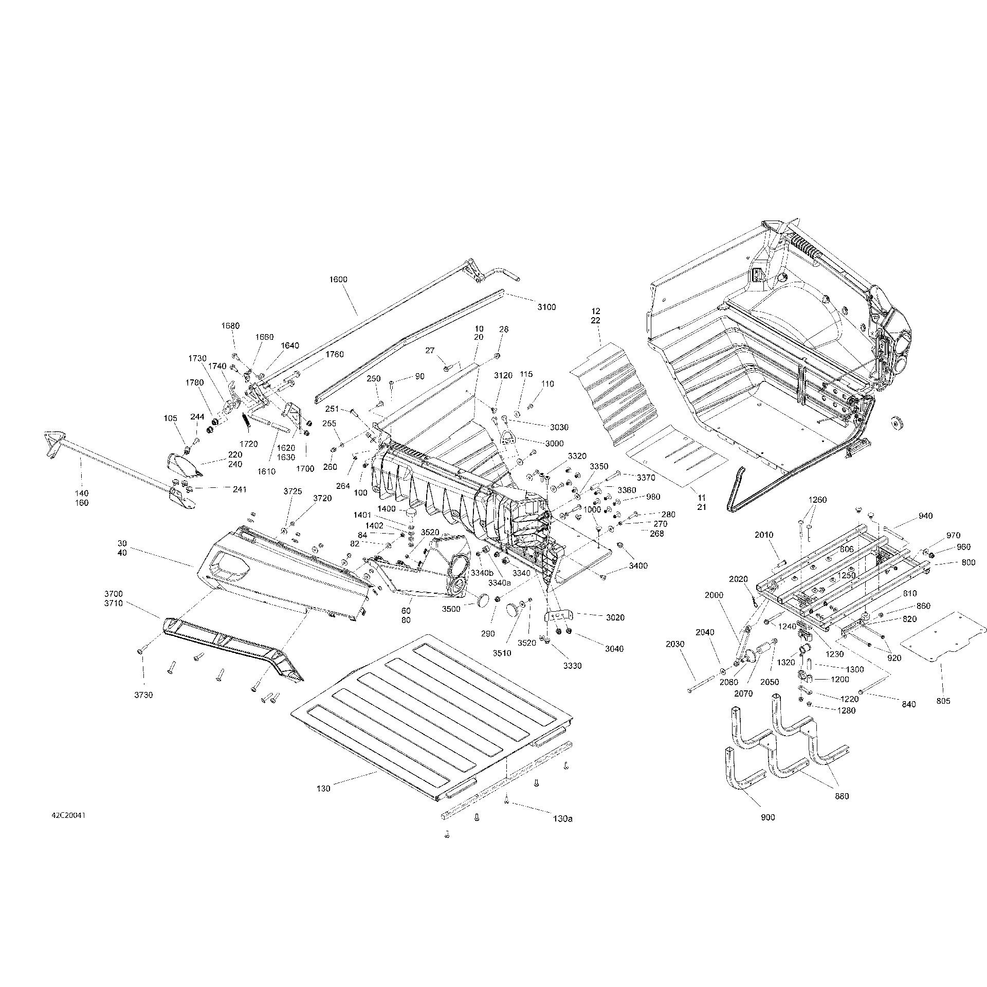 An Image of a Genuine Can-Am Parts Schematic Diagram showing the schematic - REAR CARGO BOX - BOX