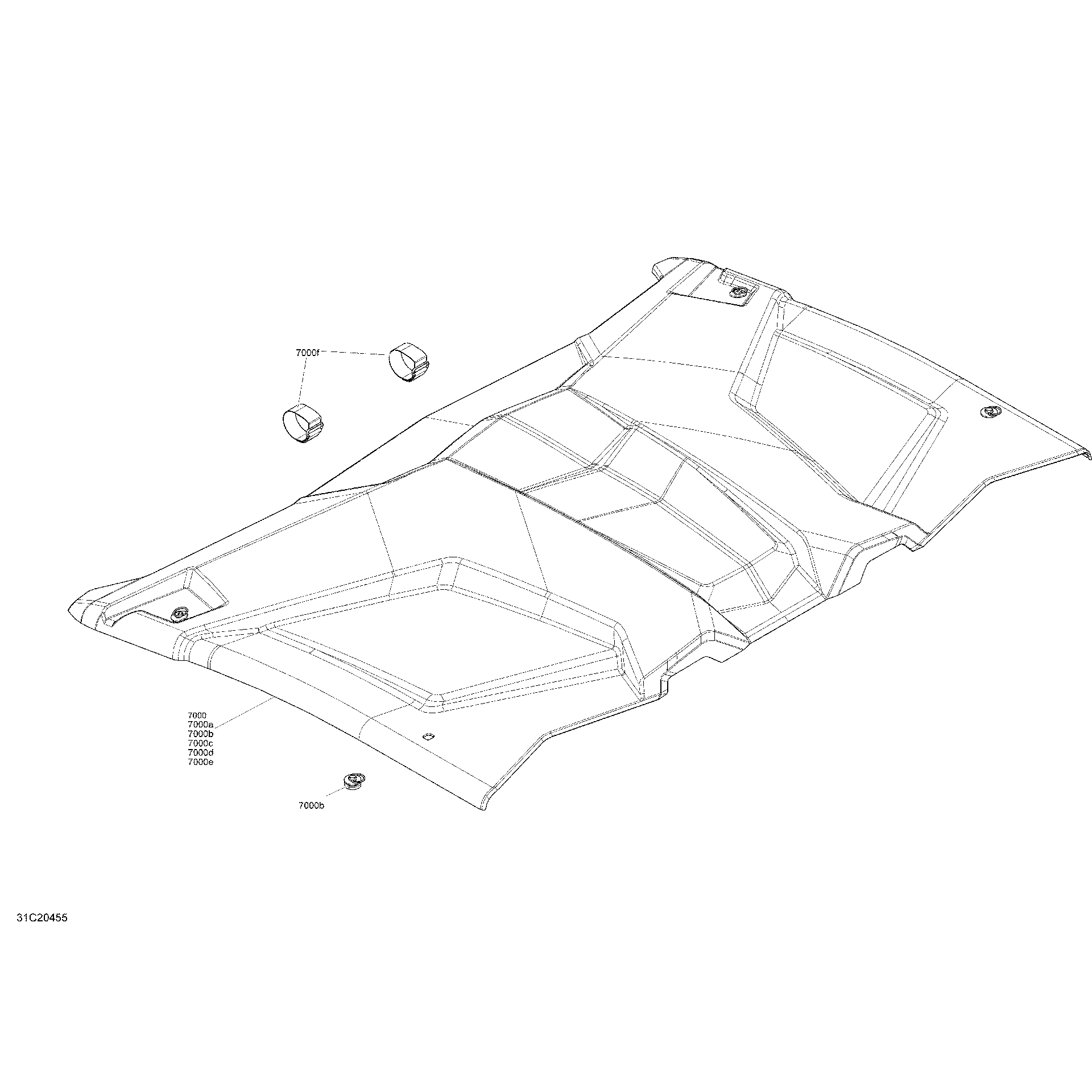 An Image of a Genuine Can-Am Parts Schematic Diagram showing the schematic - BODY - ROOF - X RS