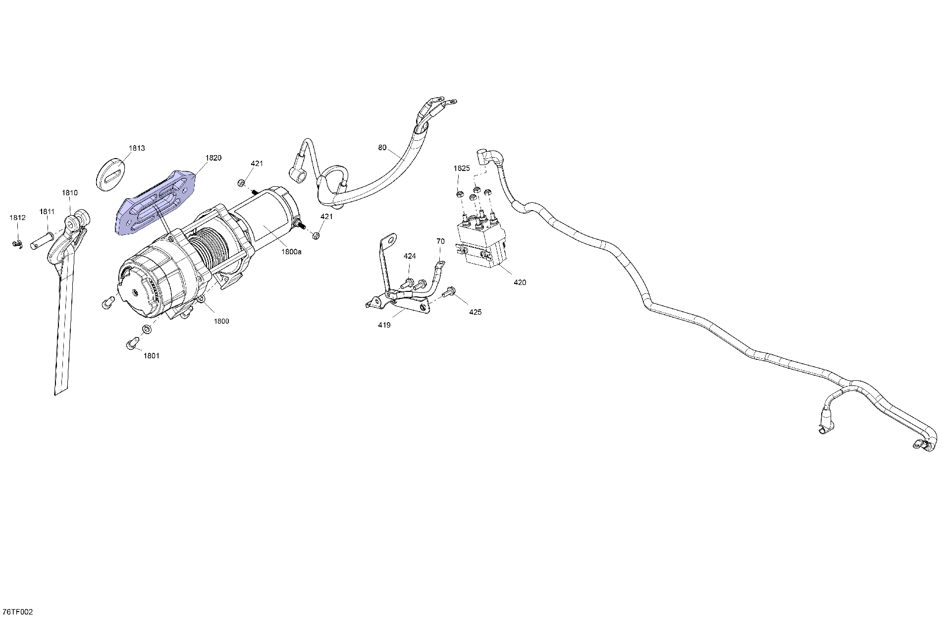 An Image of a Genuine Can-Am Parts Schematic Diagram showing the schematic - ELECTRIC - WINCH