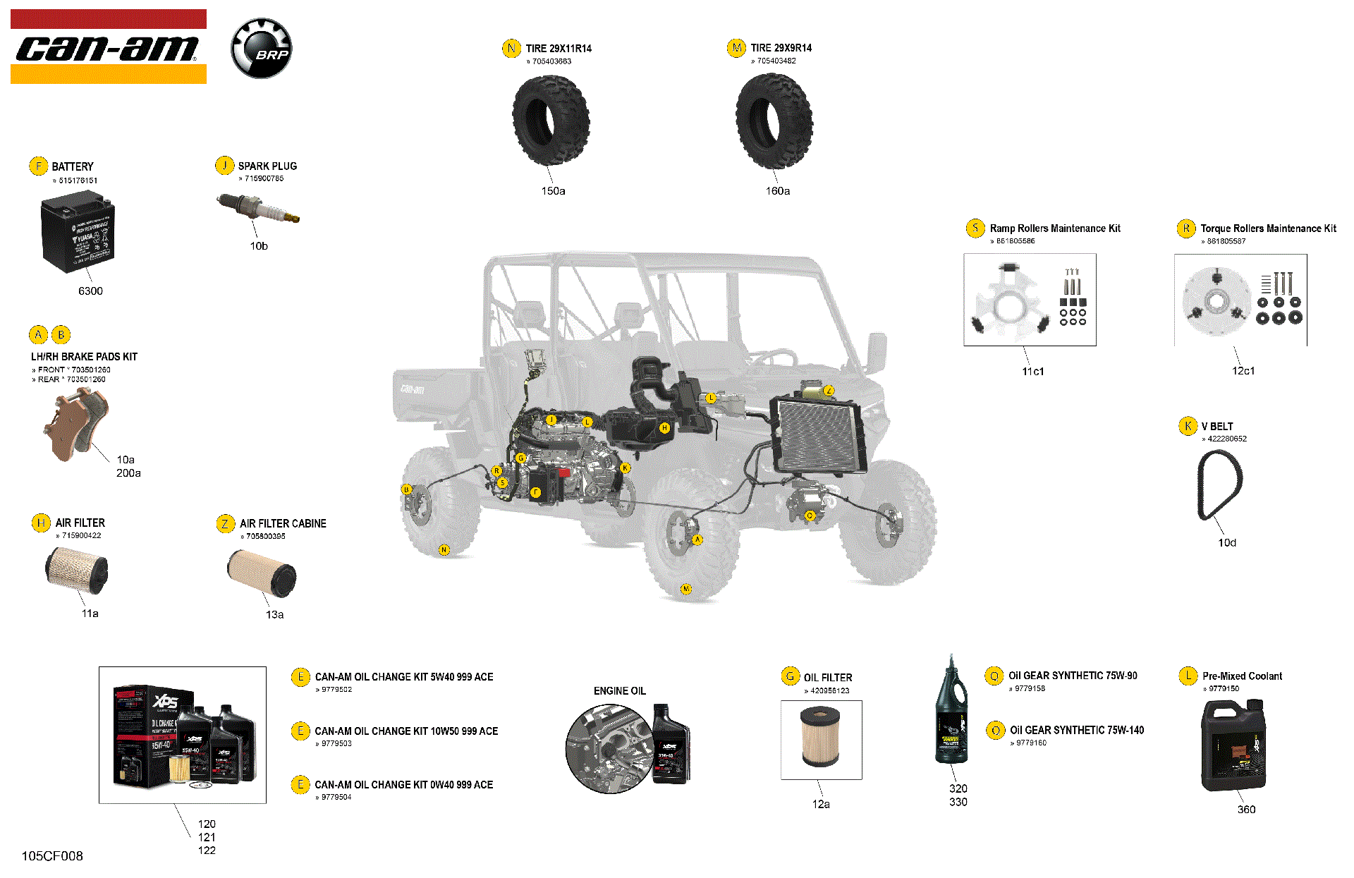 An Image of a Genuine Can-Am Parts Schematic Diagram showing the schematic - MISCELLANEOUS - MAINTENANCE PARTS & FLUIDS