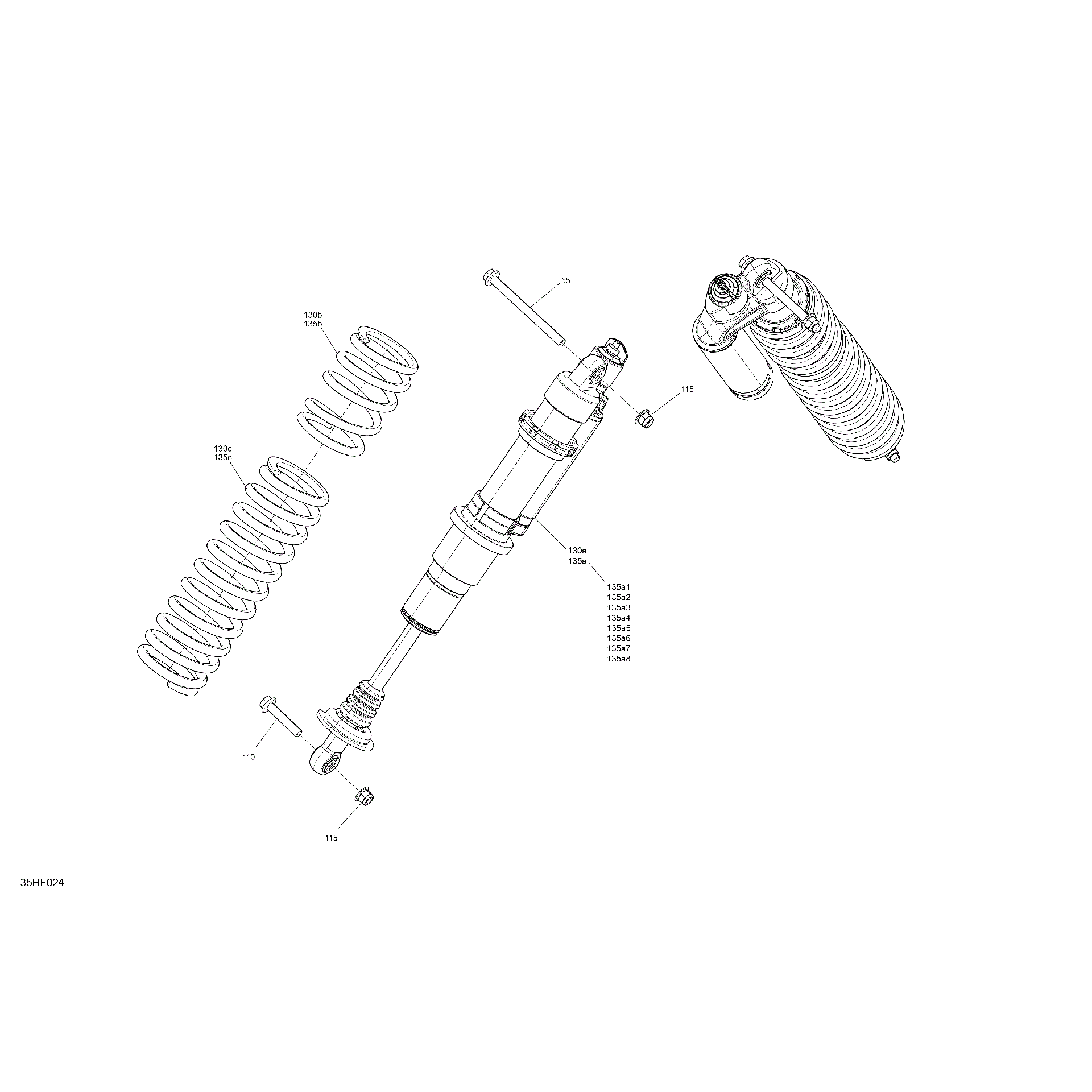 An Image of a Genuine Can-Am Parts Schematic Diagram showing the schematic - SUSPENSION - FRONT SHOCKS
