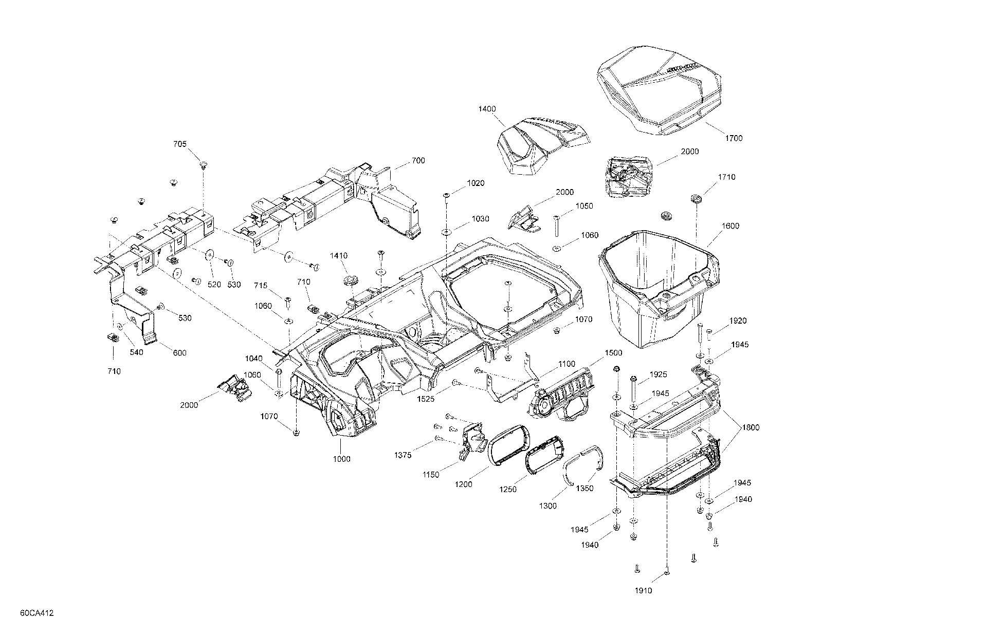 An Image of a Genuine Can-Am Parts Schematic Diagram showing the schematic - BODY - CAB INTERIOR - DASHBOARD