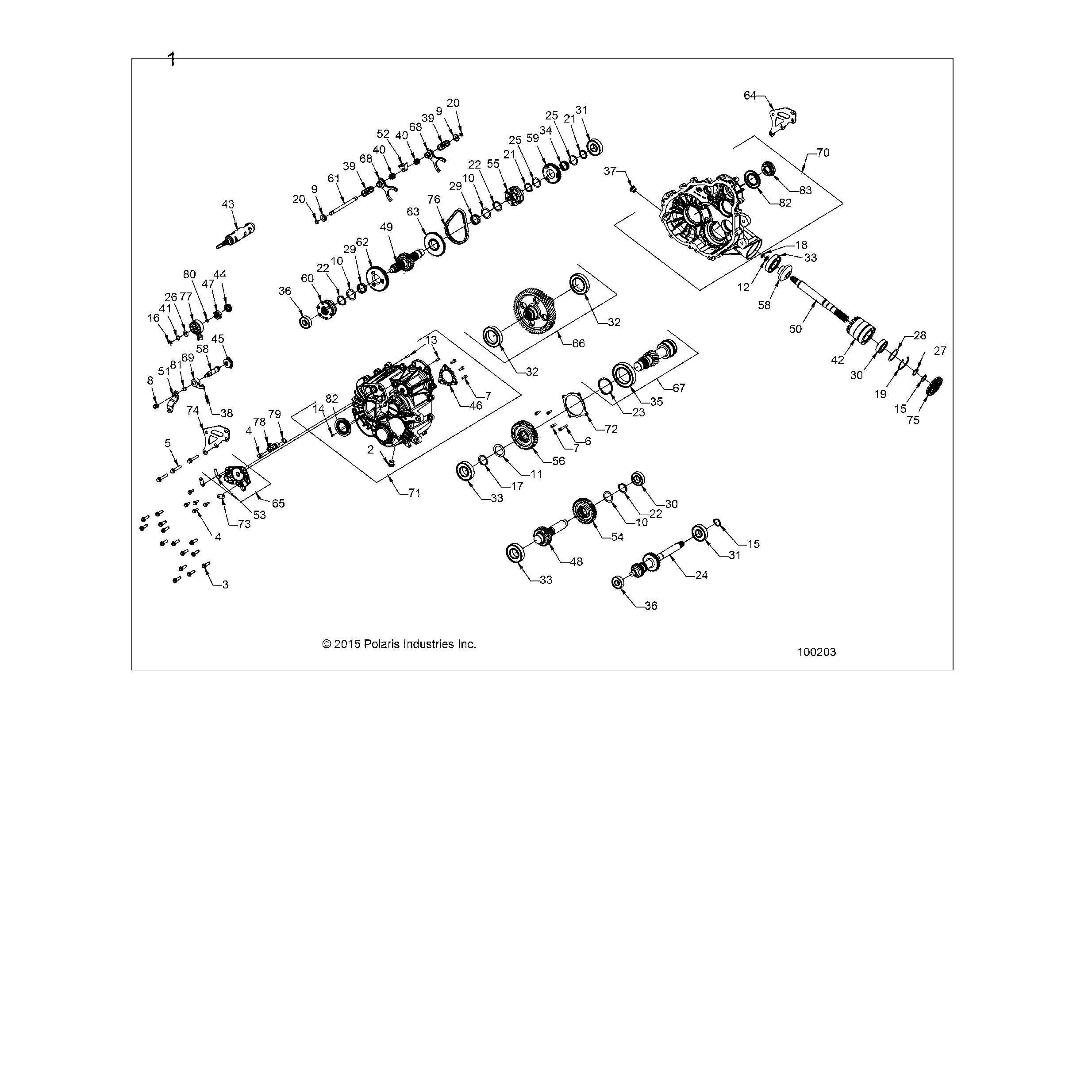 An Image of a Genuine Polaris Parts Schematic Diagram showing the schematic - DRIVE TRAIN: MAIN GEARCASE - 2016 POLARIS ACE 900 EFI EPS