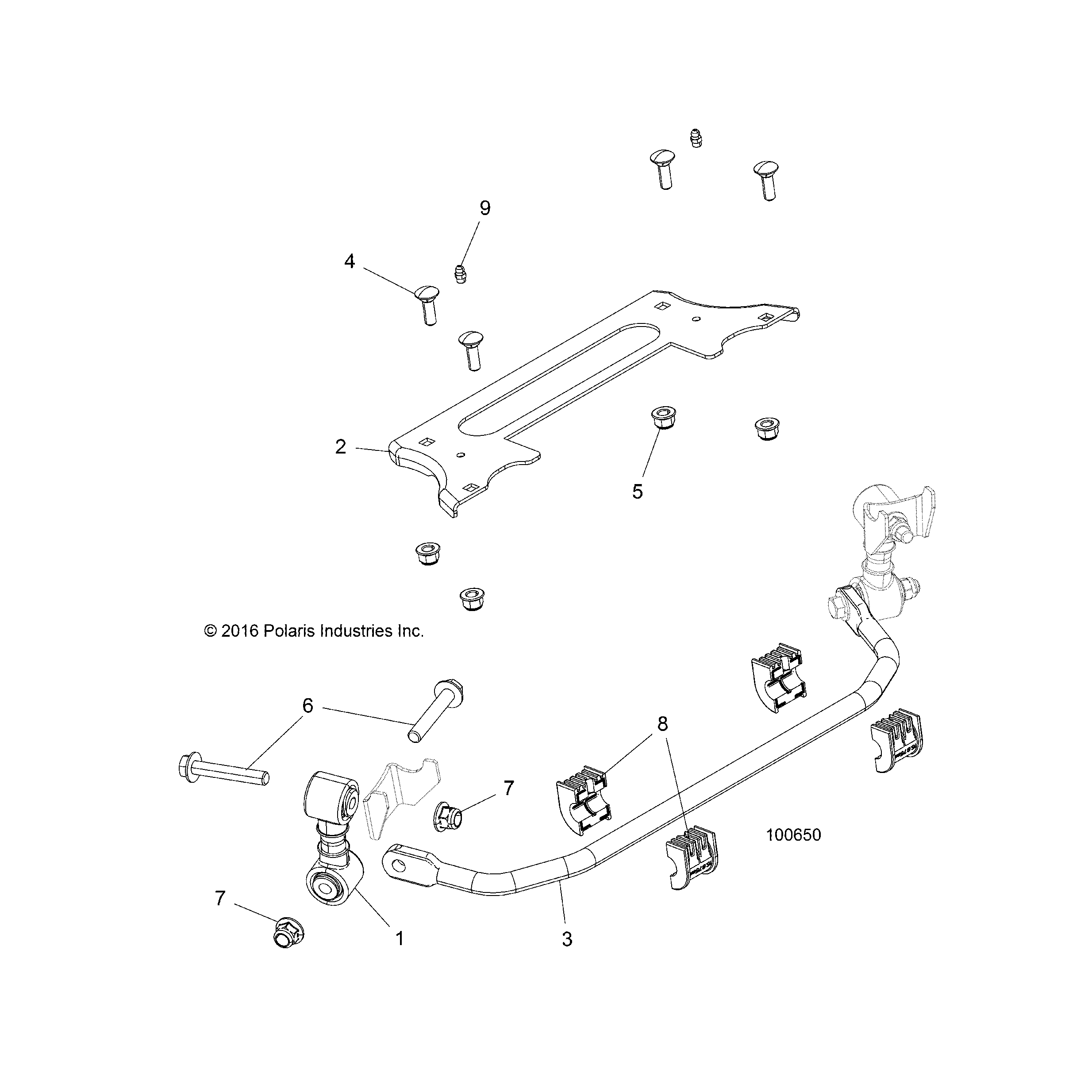 An Image of a Genuine Polaris Parts Schematic Diagram showing the schematic - SUSPENSION: STABILIZER BAR FRONT - 2017 POLARIS ACE 900 EPS XC