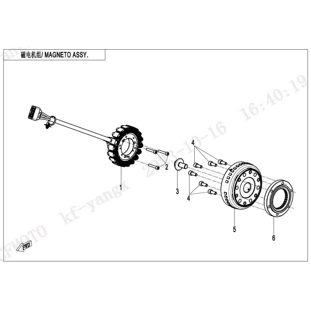 An Image of a genuine CFMOTO Parts Schematic Diagram showing the group - MAGNETO ASSY - 2024 CFMOTO CFORCE 800 TOURING