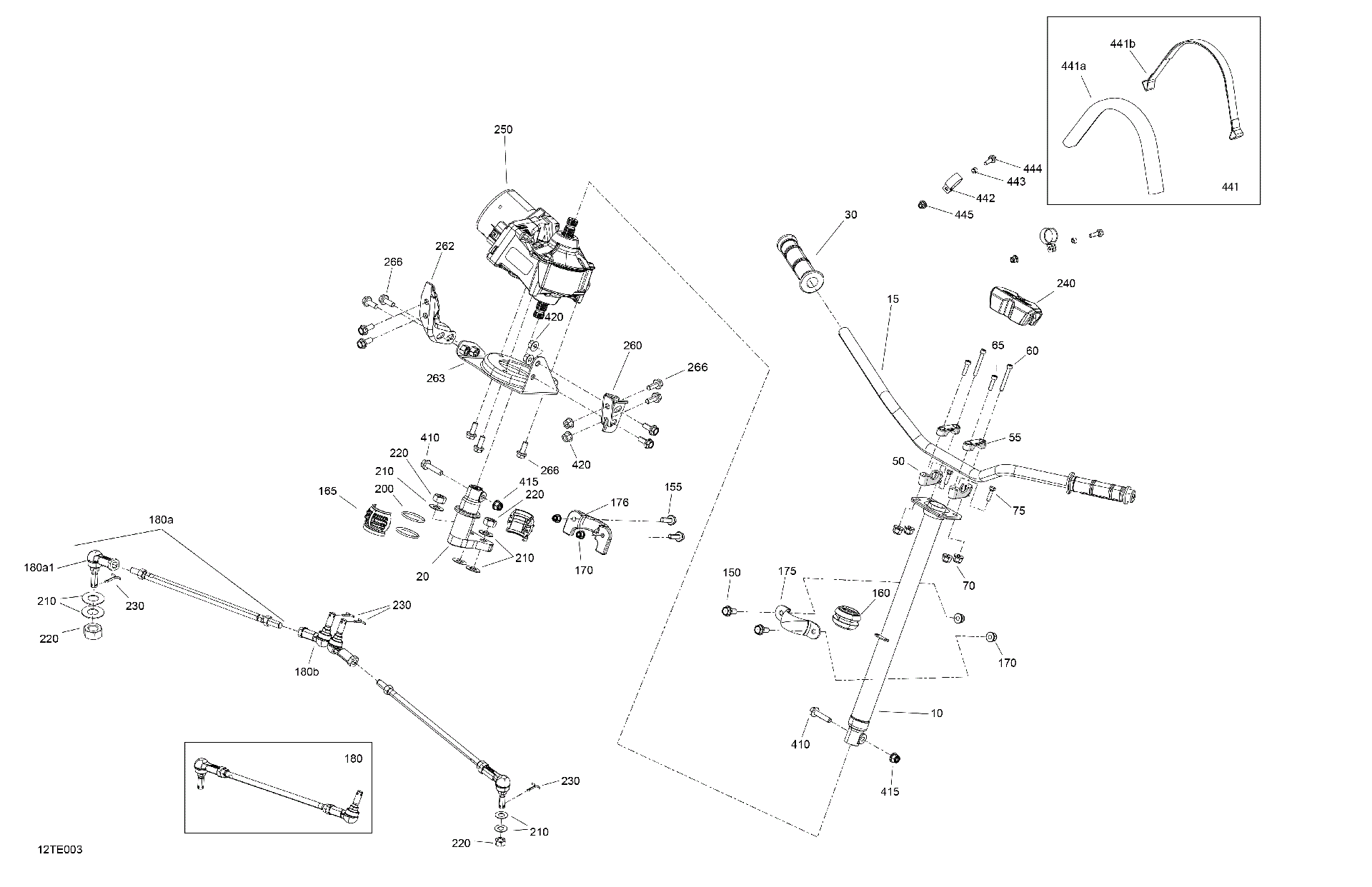 An Image of a Genuine Can-Am Parts Schematic Diagram showing the schematic - MECHANIC - STEERING