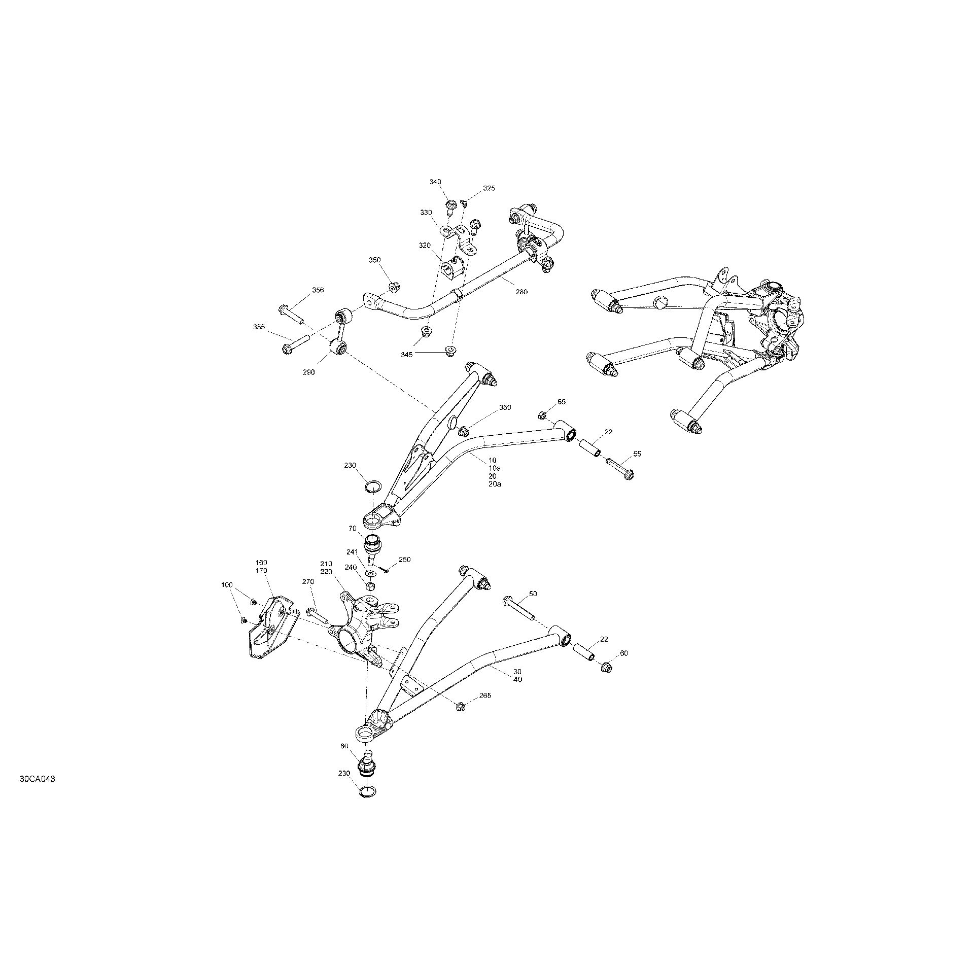 An Image of a Genuine Can-Am Parts Schematic Diagram showing the schematic - SUSPENSION - FRONT - BUILT AFTER JANUARY 18TH 2021