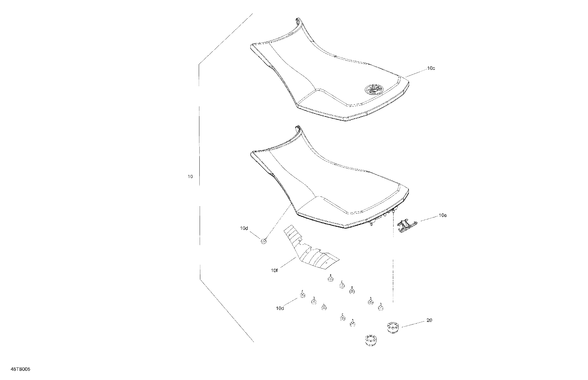 An Image of a Genuine Can-Am Parts Schematic Diagram showing the schematic - BODY - SEAT