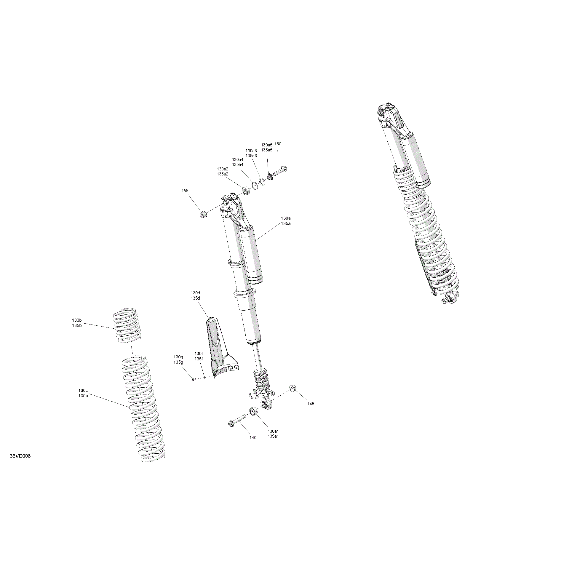 An Image of a Genuine Can-Am Parts Schematic Diagram showing the schematic - SUSPENSION - REAR SHOCKS