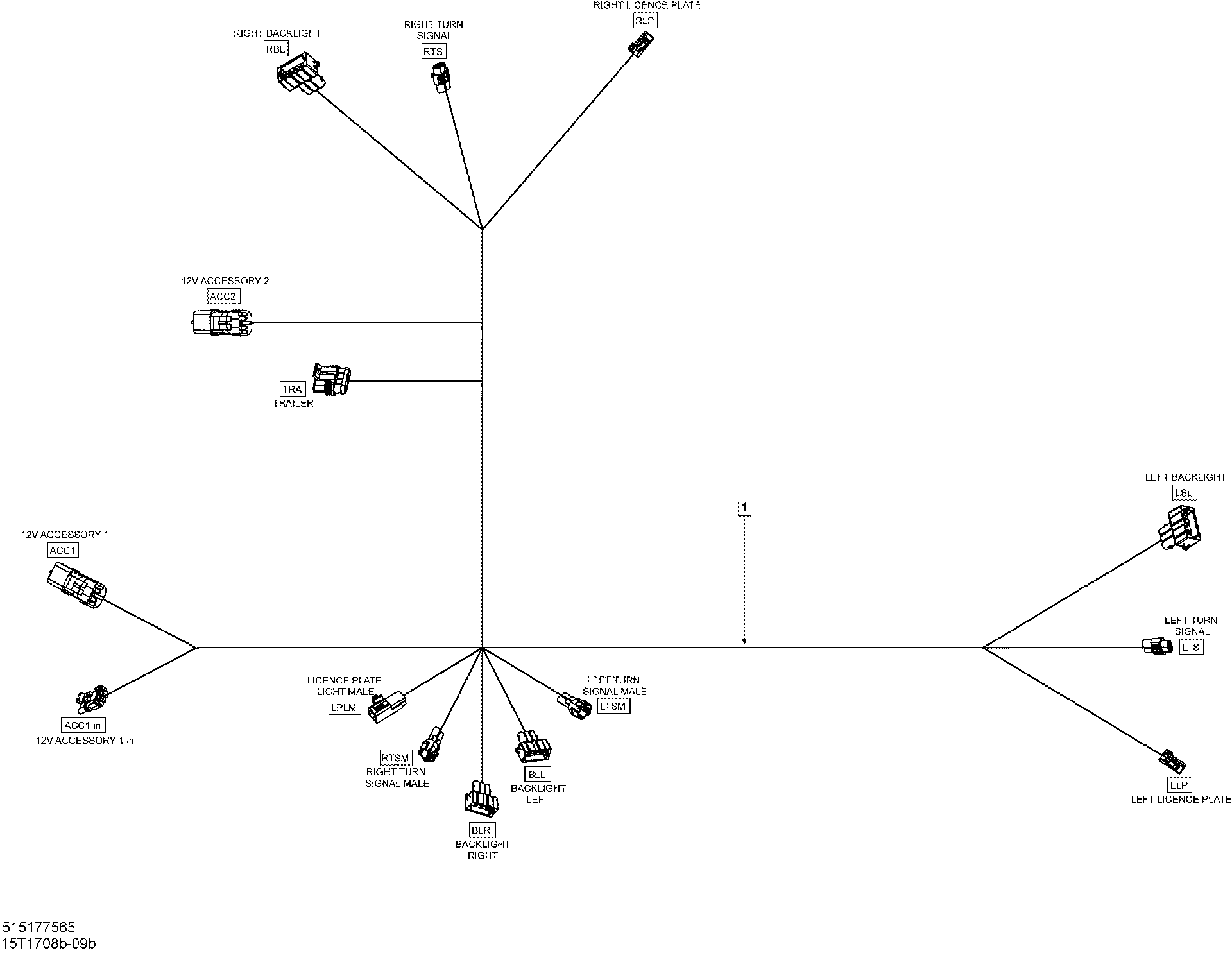 An Image of a Genuine Can-Am Parts Schematic Diagram showing the schematic - ELECTRICAL HARNESS _REAR HARNESS