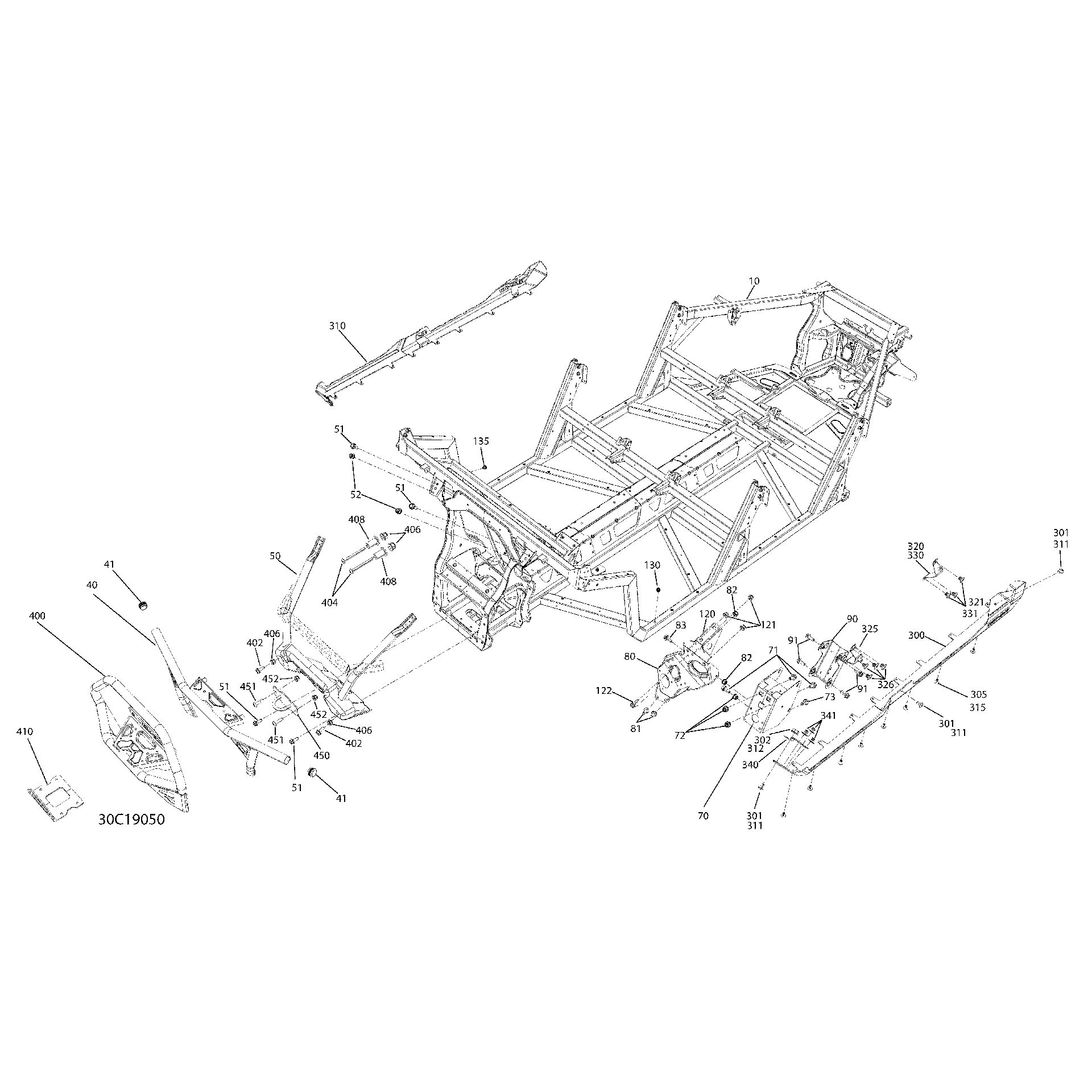 An Image of a Genuine Can-Am Parts Schematic Diagram showing the schematic - FRAME - LOWER PART - NORTH AMERICA