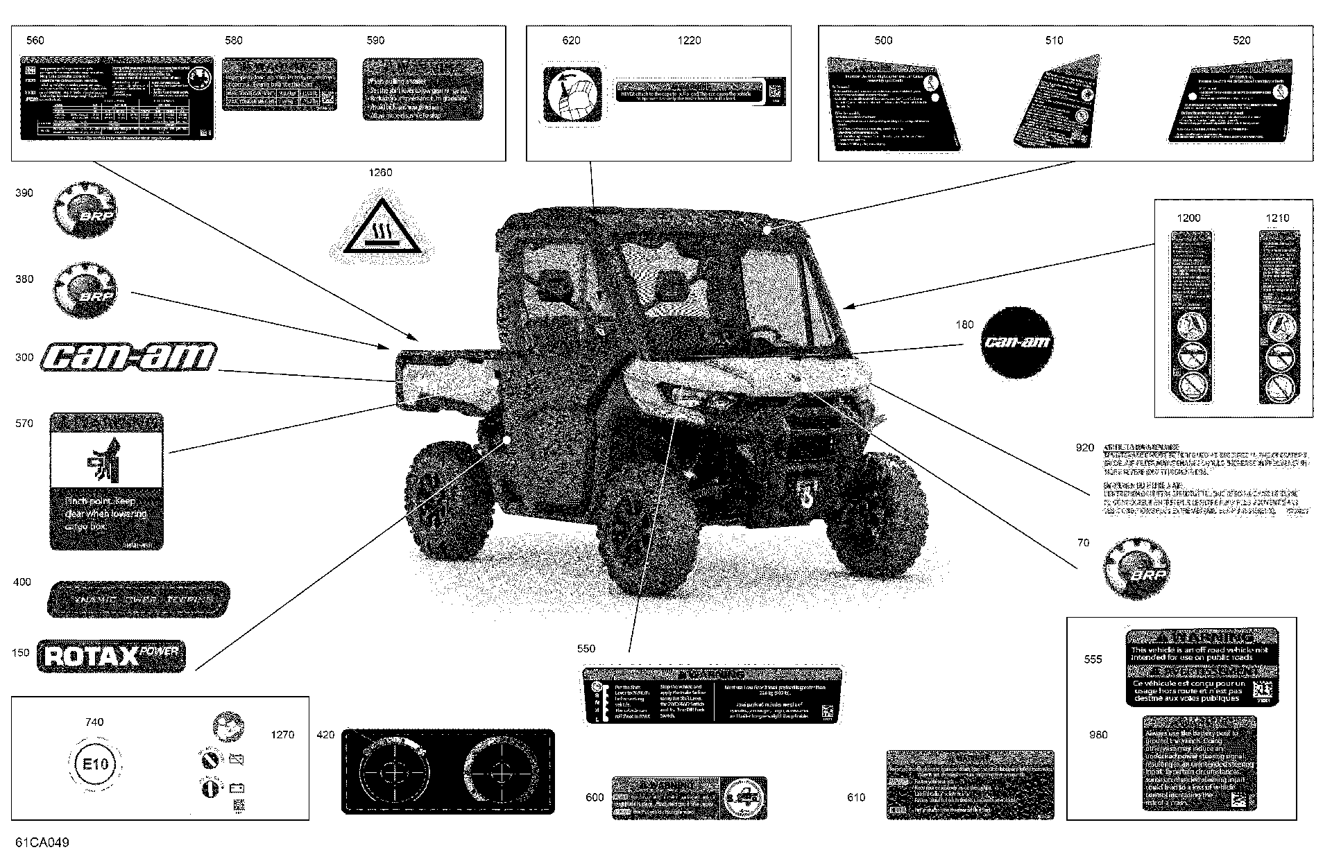 An Image of a Genuine Can-Am Parts Schematic Diagram showing the schematic - BODY - DECALS