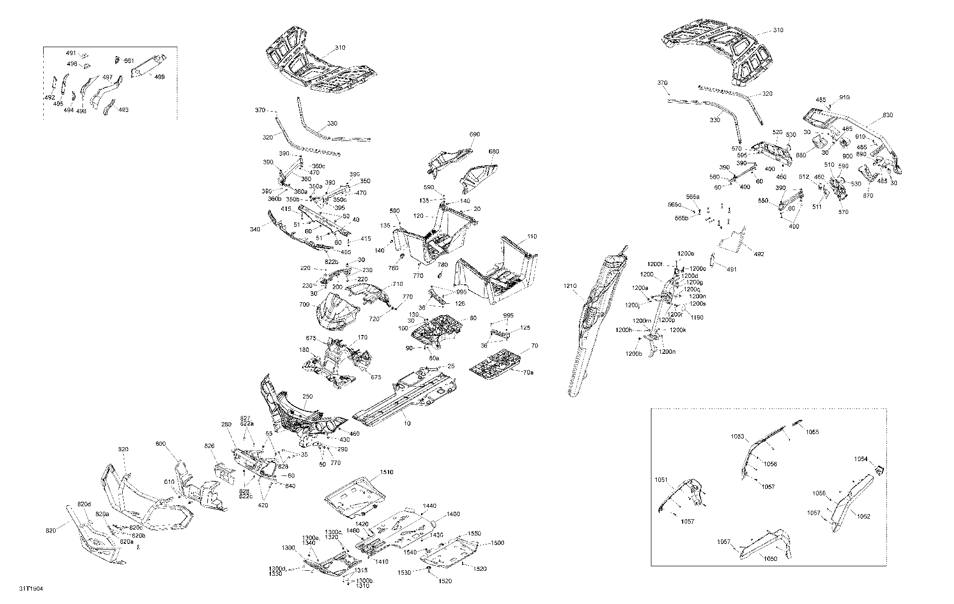 An Image of a Genuine Can-Am Parts Schematic Diagram showing the schematic - BODY AND ACCESSORIES - 850 - EXCEPT X MR