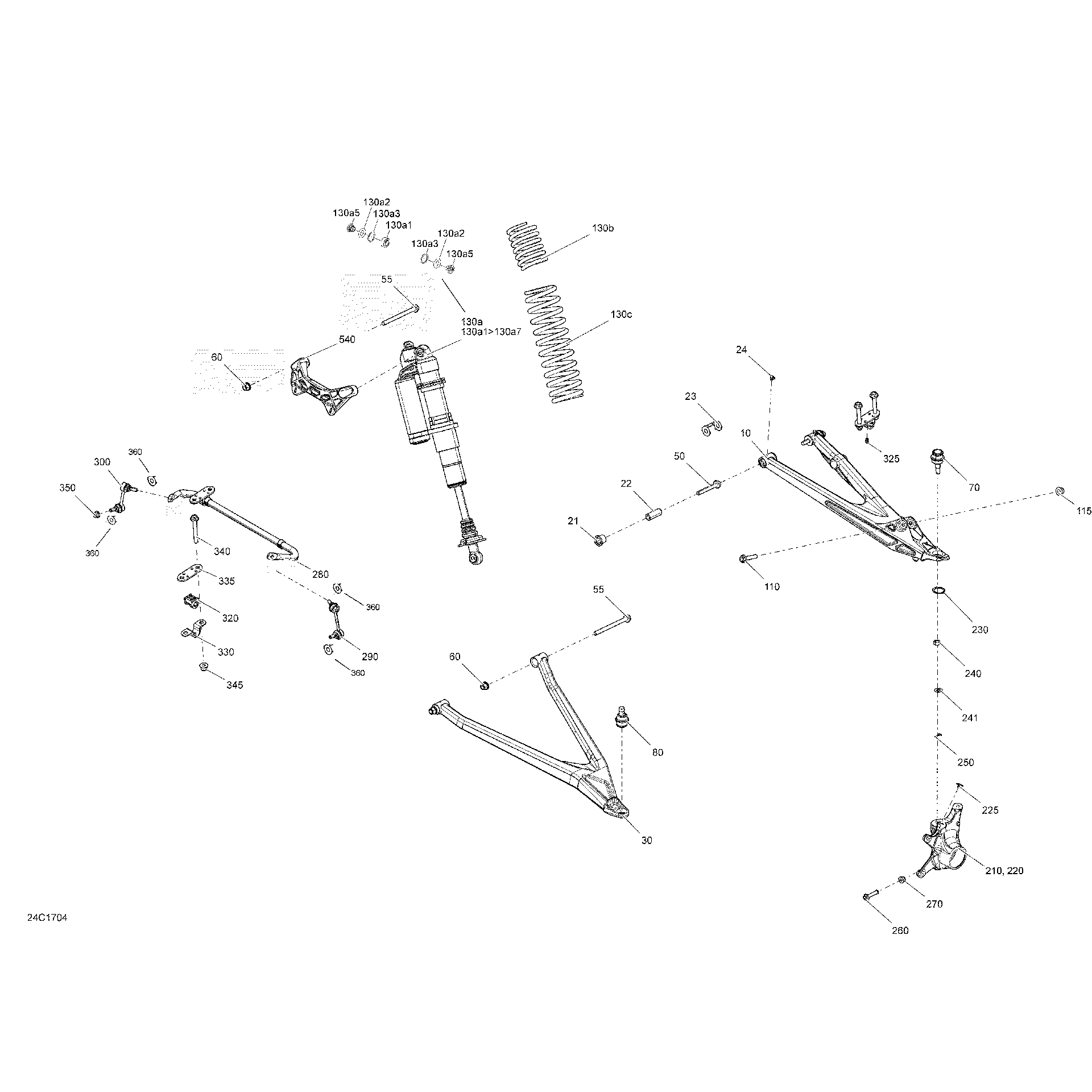 An Image of a Genuine Can-Am Parts Schematic Diagram showing the schematic - FRONT SUSPENSION