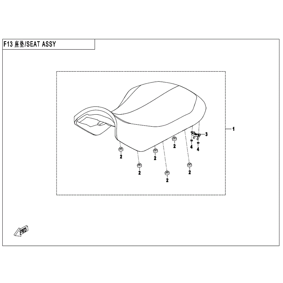 An Image of a genuine CFMOTO Parts Schematic Diagram showing the group - SEAT - 2022 CFMOTO CFORCE 400