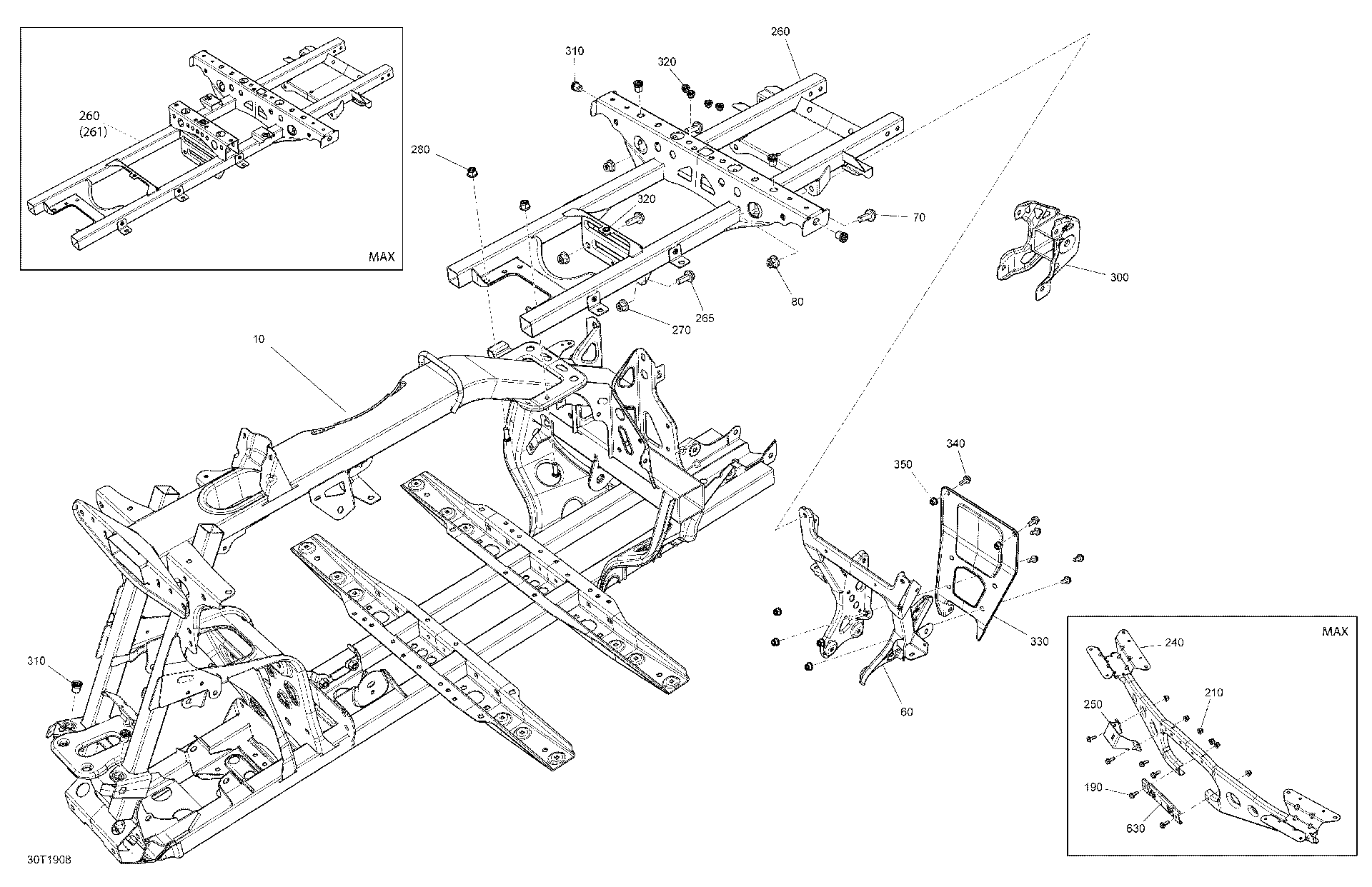 An Image of a Genuine Can-Am Parts Schematic Diagram showing the schematic - FRAME - FRONT SECTION