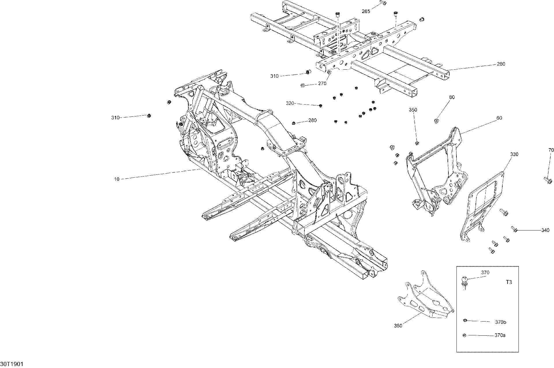 An Image of a Genuine Can-Am Parts Schematic Diagram showing the schematic - FRAME